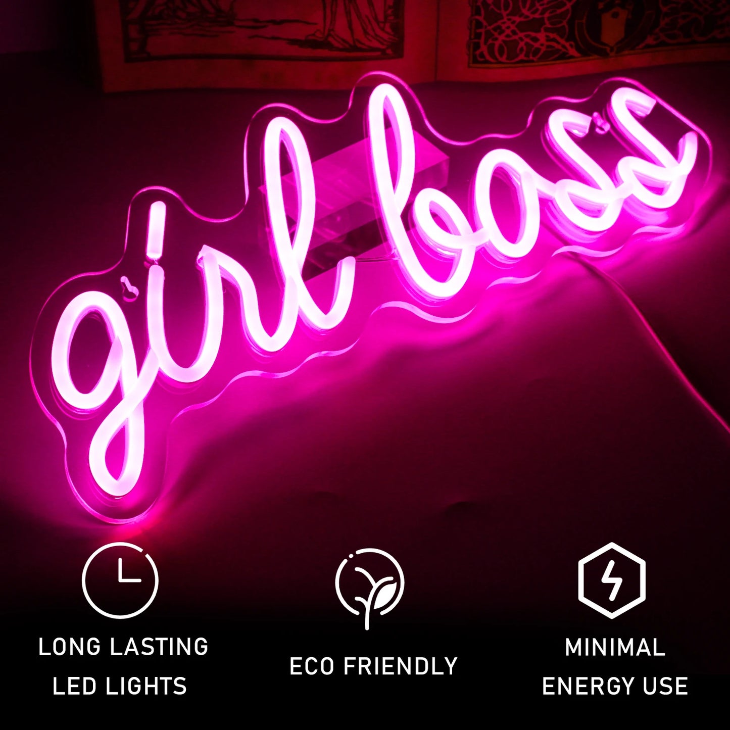 Girl Boss 5V USB LED Neonskylt - Prisvärd