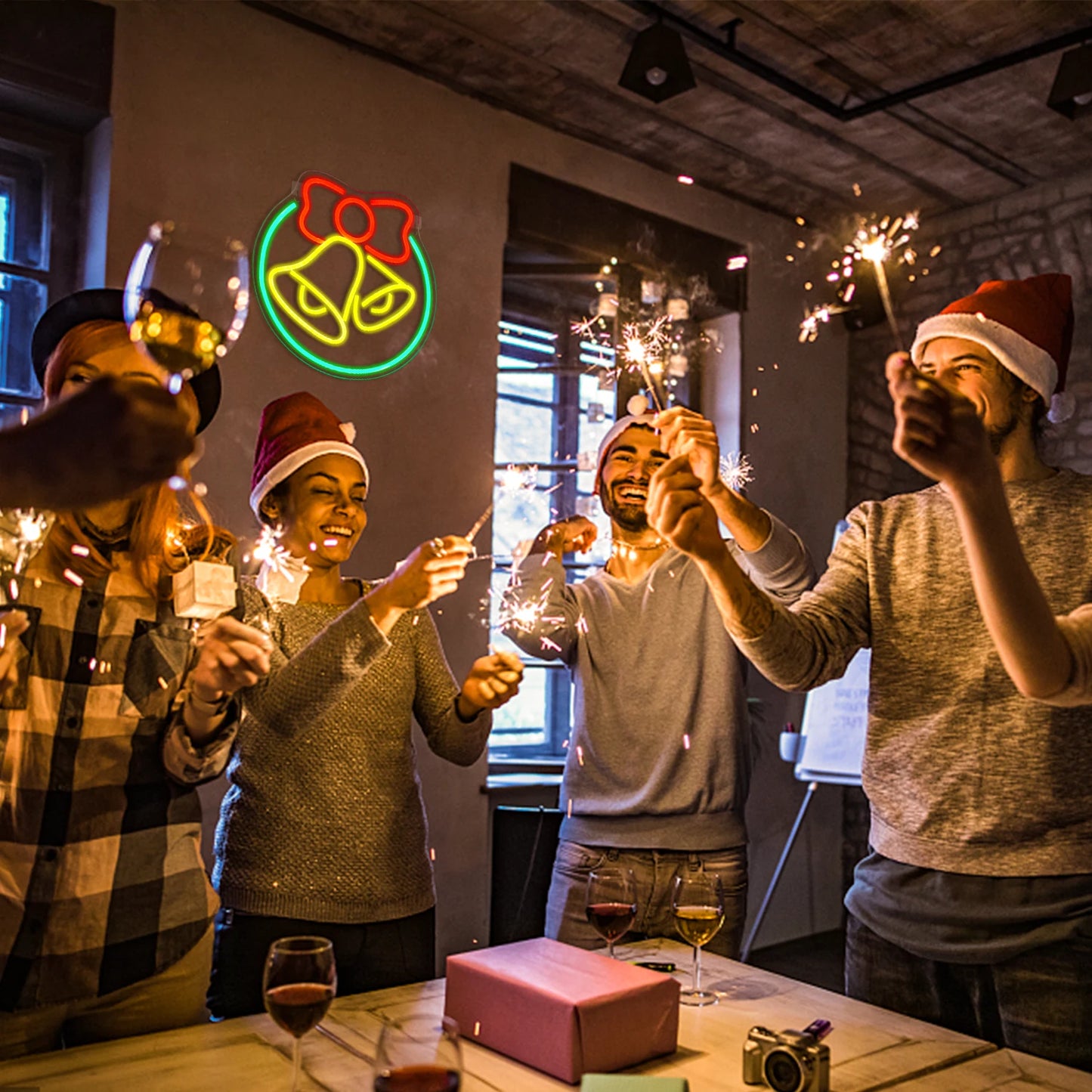 Klockformad Jul 5V USB LED Ljusskylt - Prisvänlig