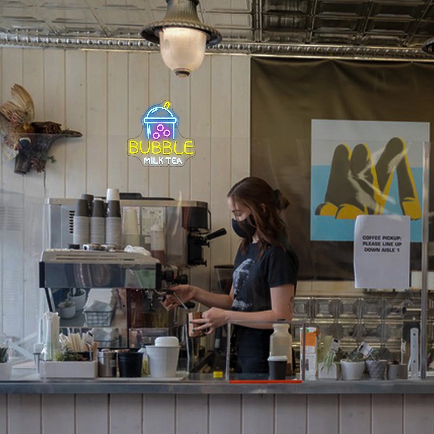 Bubble Milk Tea 5V USB LED Ljusskylt - Budgetvänlig