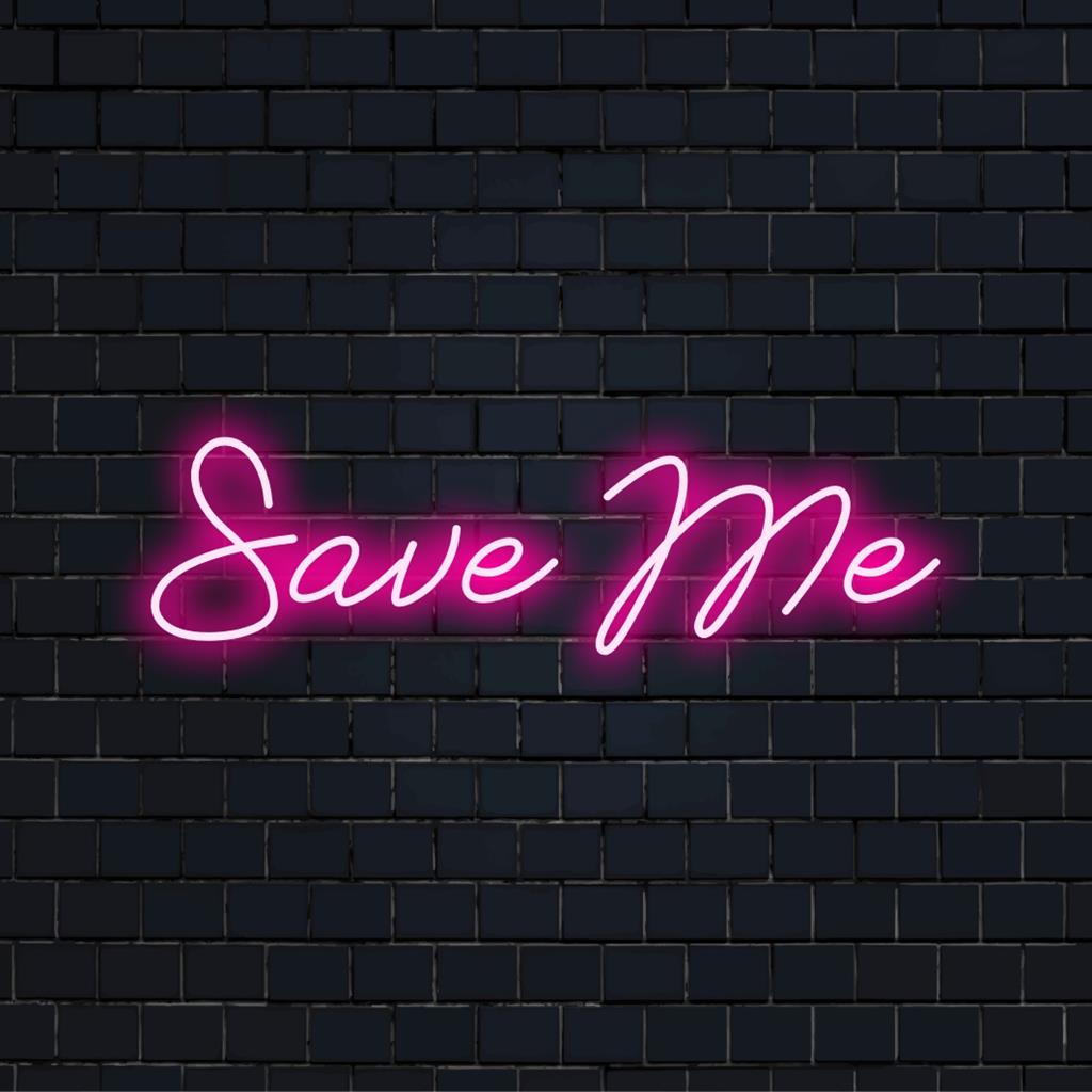 Anpassad LED-neonskylt med texten Save Me, designad som iögonfallande neonväggdekor för personliga utrymmen.