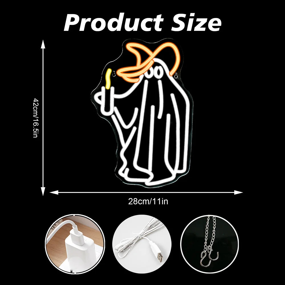 Ghost 5V USB LED Ljusskylt - Prisvärd