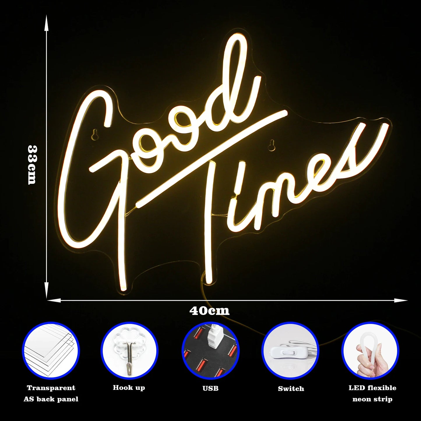 Good Times 5V Mini USB LED Neonskylt - Budgetvänlig