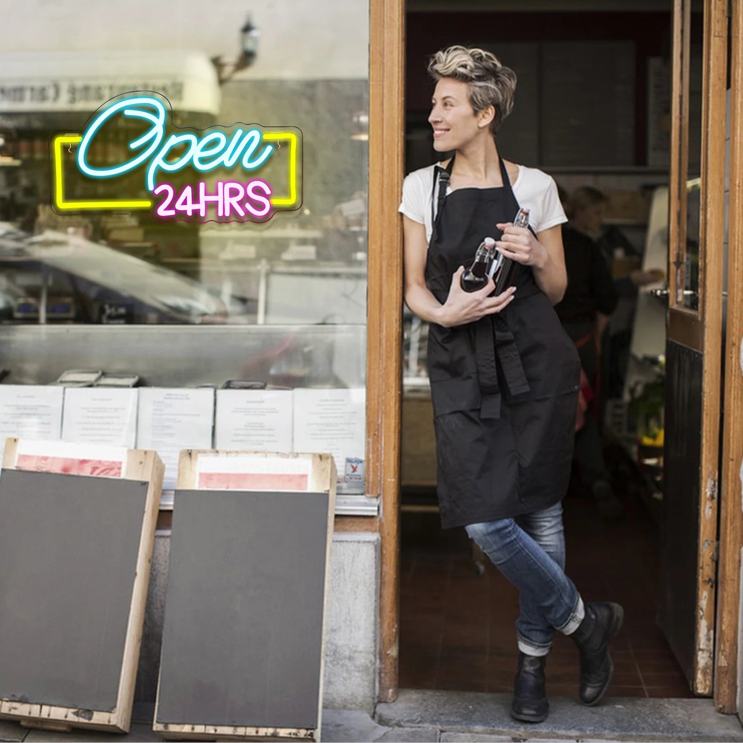 24HRS Öppet 5V USB Neonskylt - Prisvärd