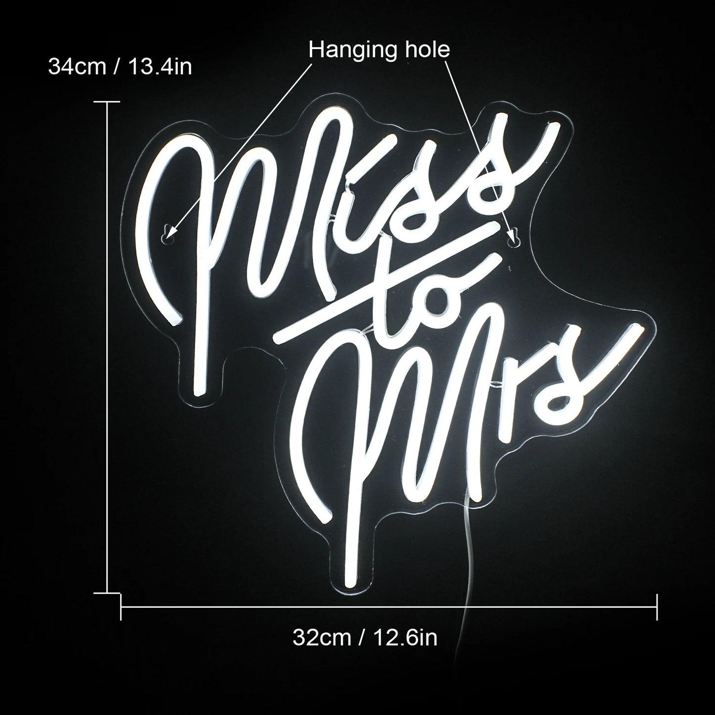 Miss To Mrs 5V Mini USB LED Neonskylt - Budgetvänlig