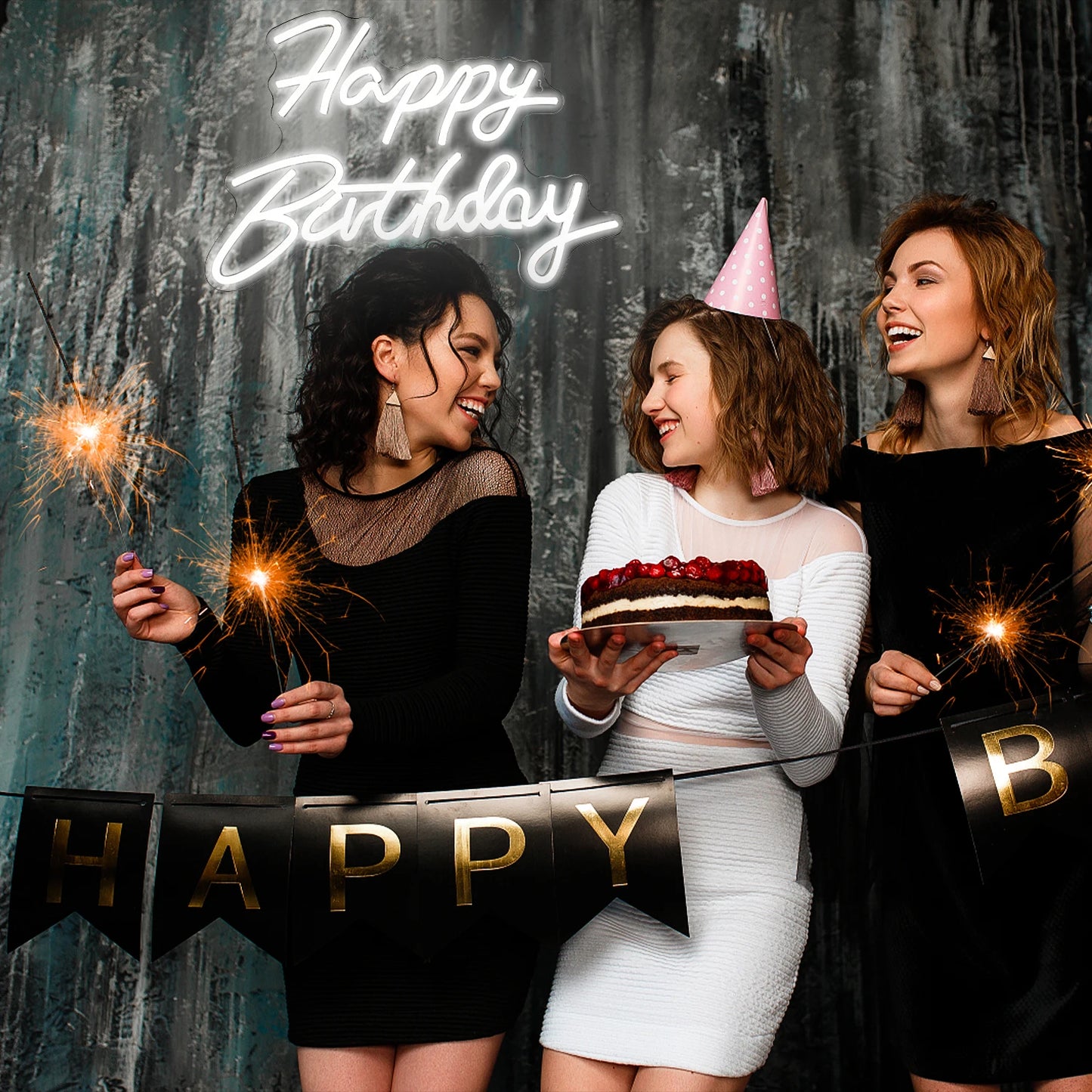 Happy Birthday 5V USB LED Ljusskylt - Prisvänlig