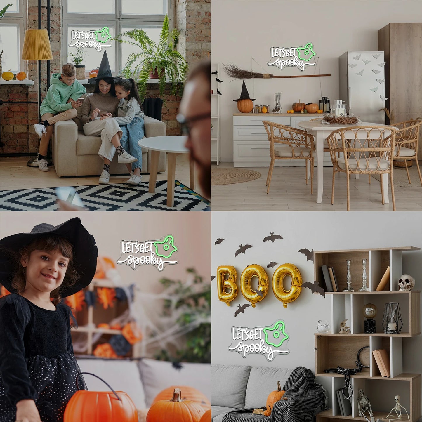 Let's Get Spooky Halloween 5V USB LED Ljusskylt - Budgetvänlig