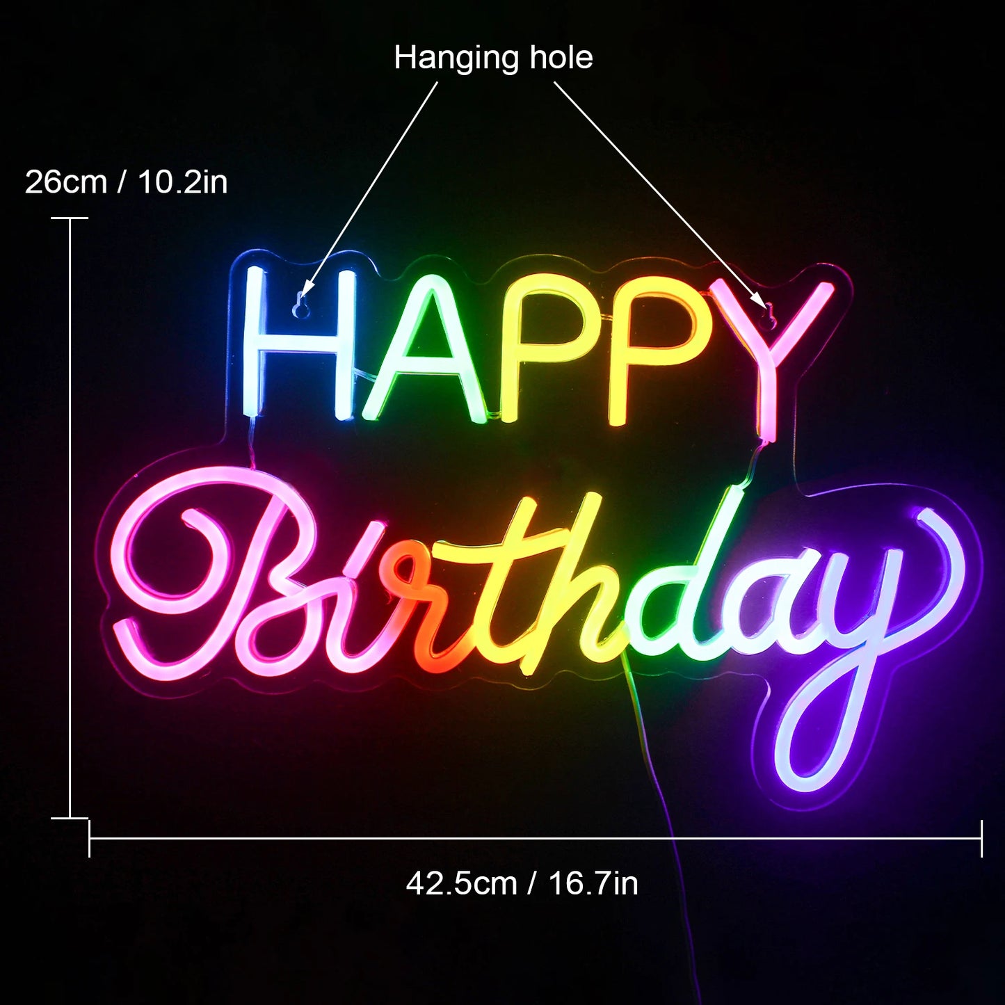 LED Happy Birthday Färg 5V USB LED Ljusskylt - Prisvärd