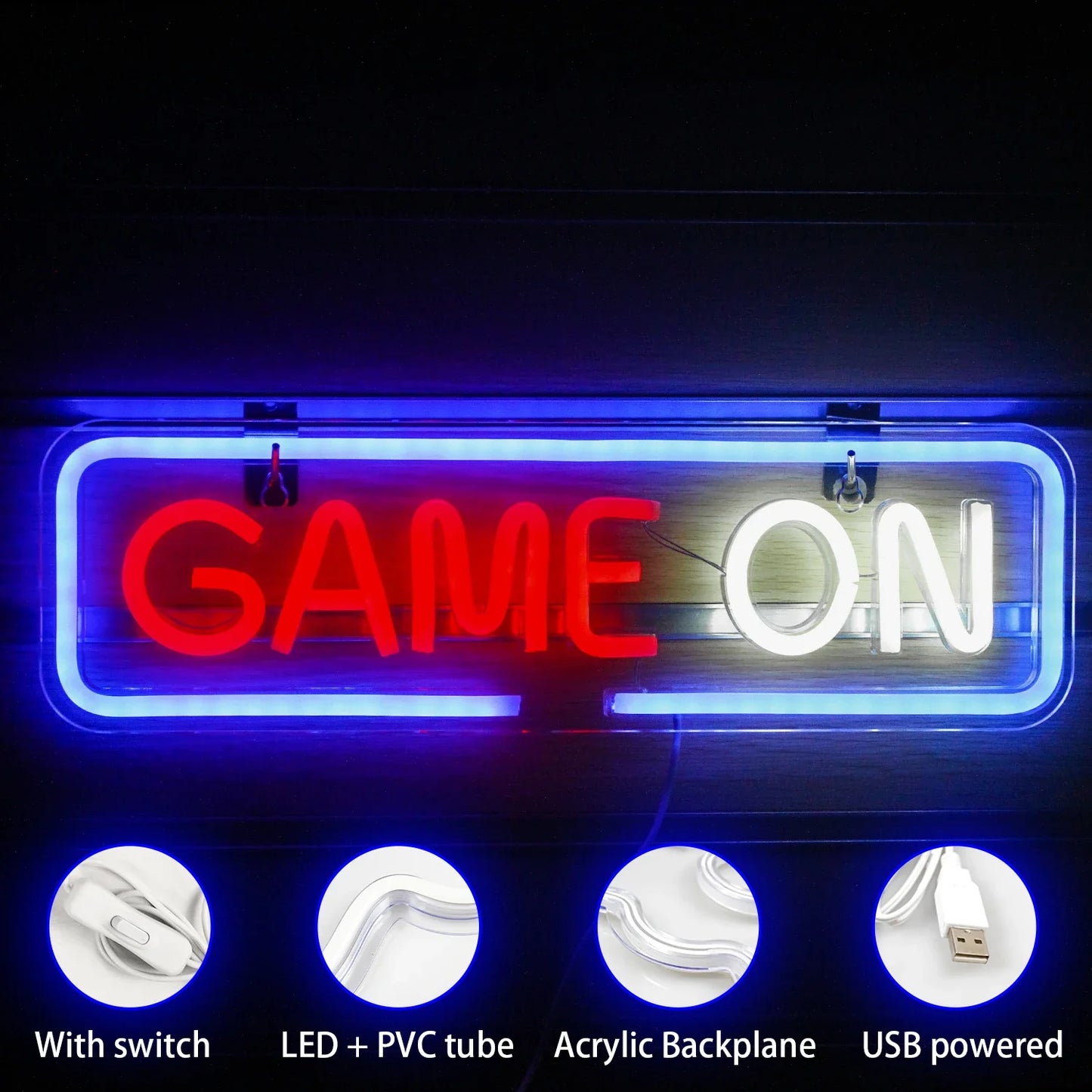 Gamer On 5V USB LED Ljusskylt - Budgetvänlig
