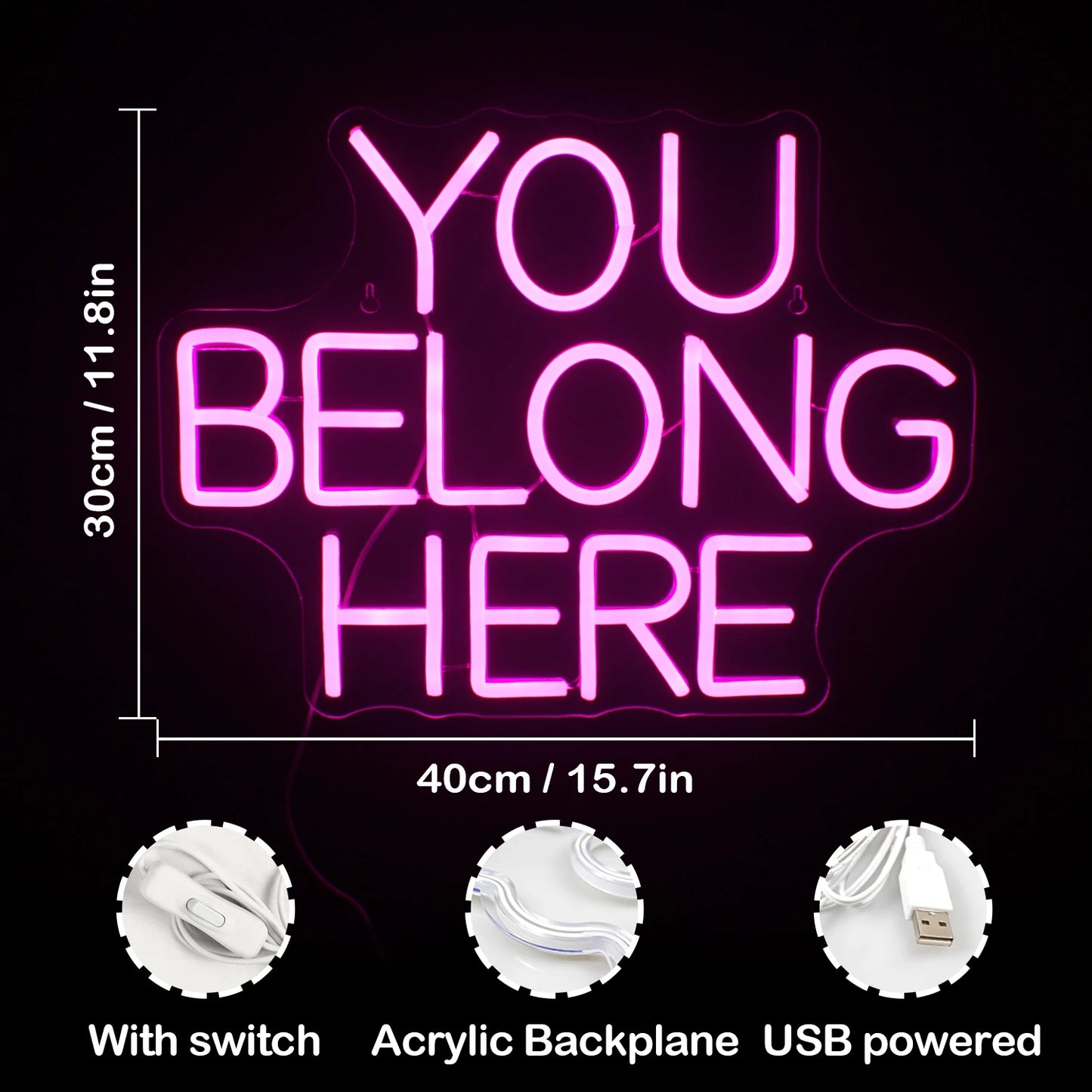 You Belong Here 5V USB LED Neonskylt - Prisvärd