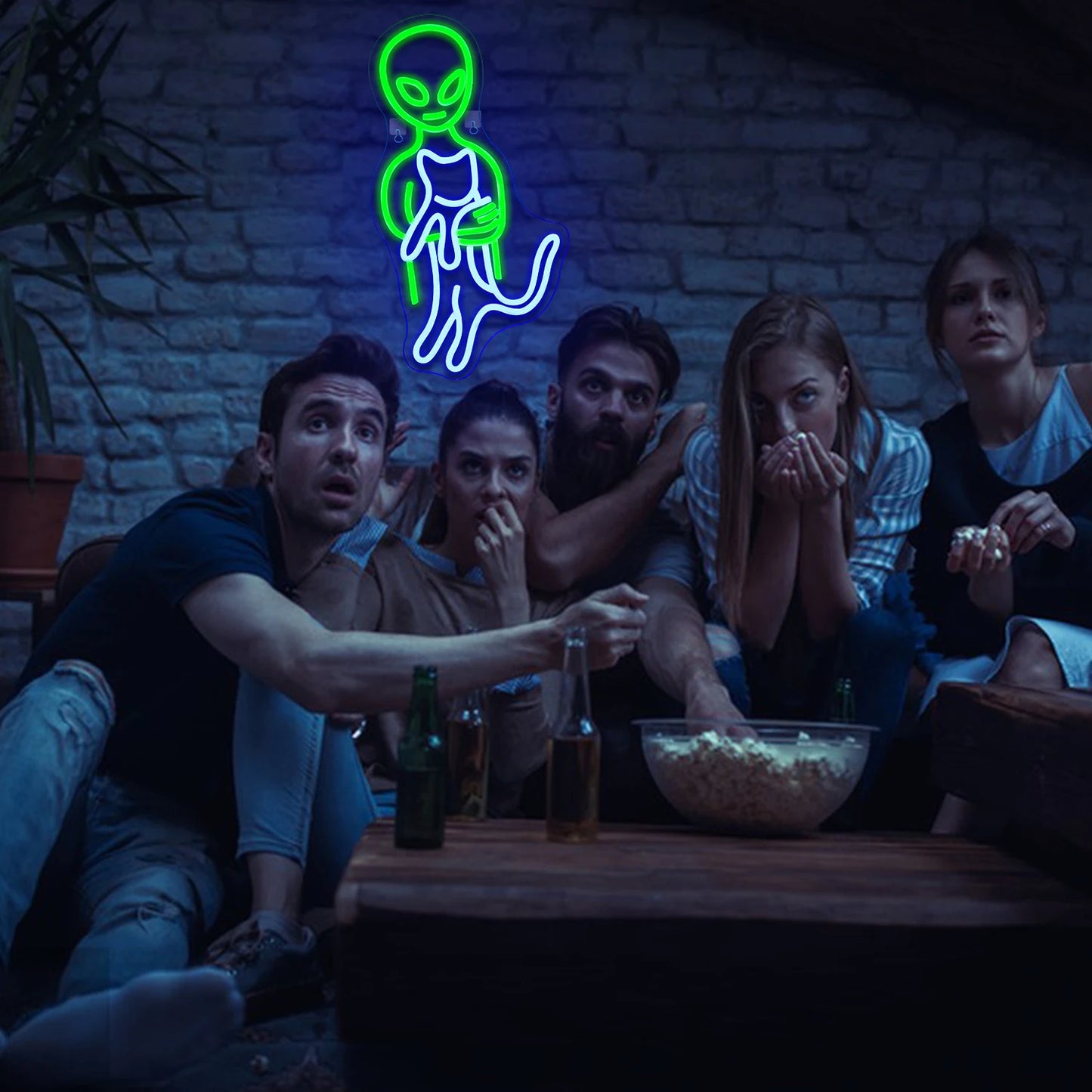 Grön Alien 5V USB LED Ljusskylt - Budgetvänlig