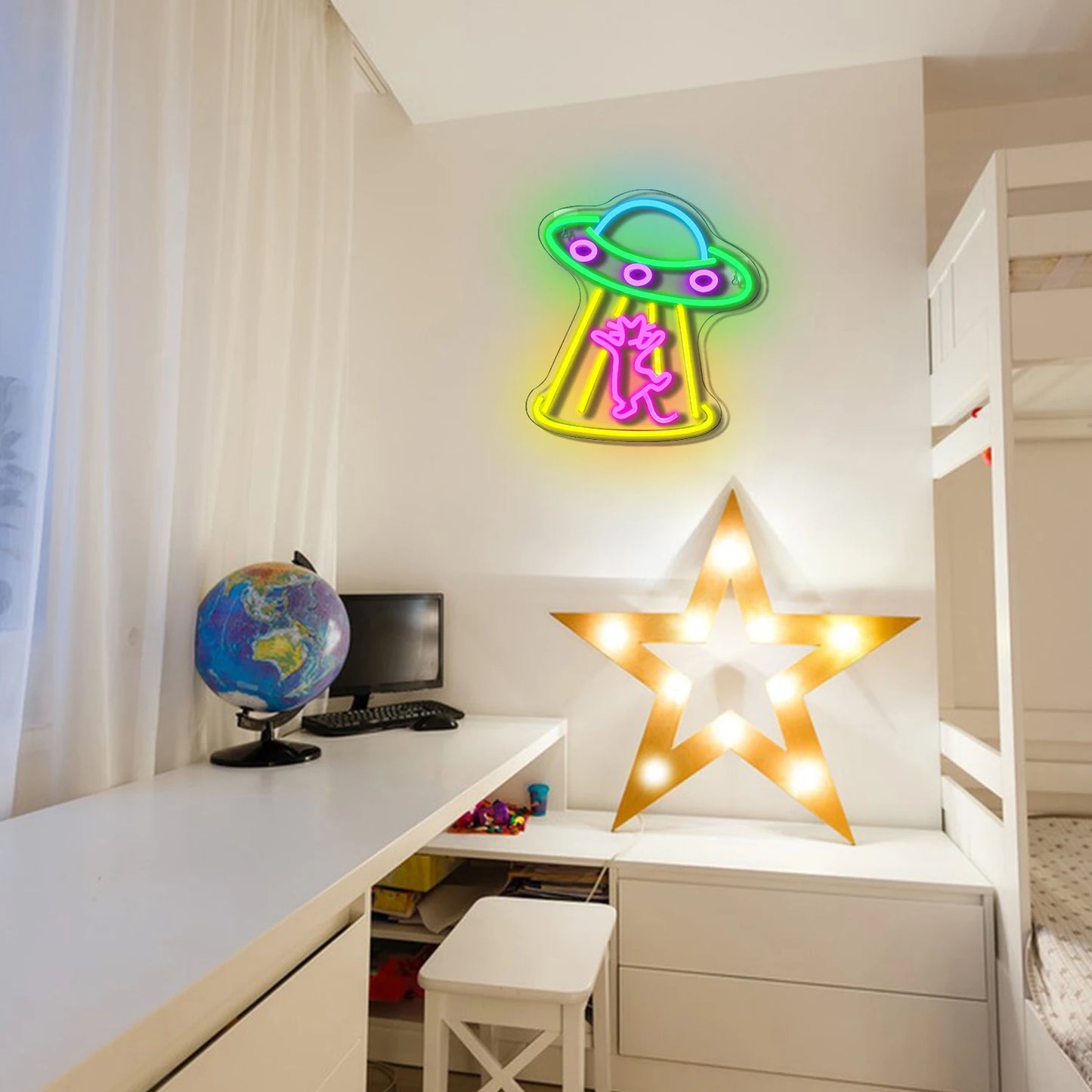 Rymdskepp 5V USB LED Neonskylt - Budgetvänlig