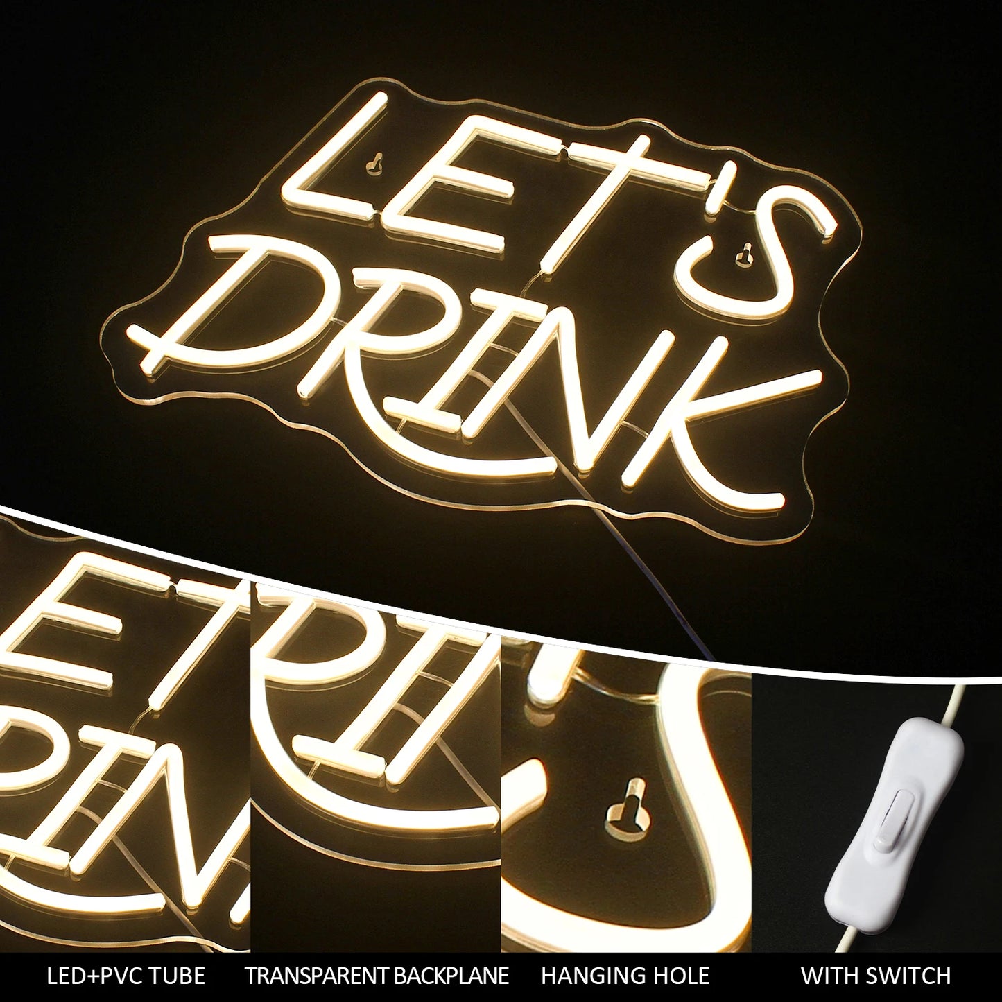 Let's Drink 5V USB LED Ljusskylt - Budgetvänlig