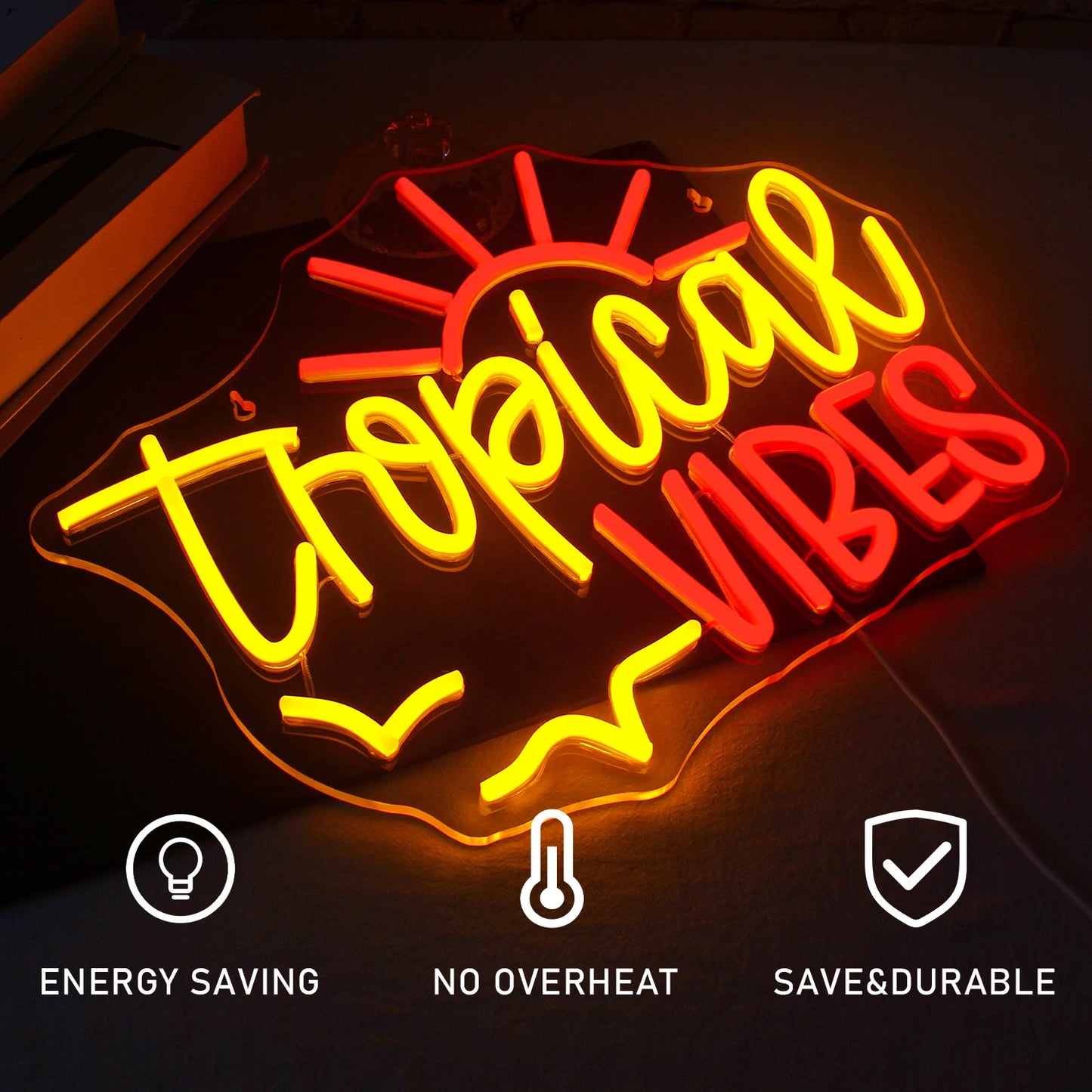 Tropical Vibes 5V USB LED Ljusskylt - Prisvänlig