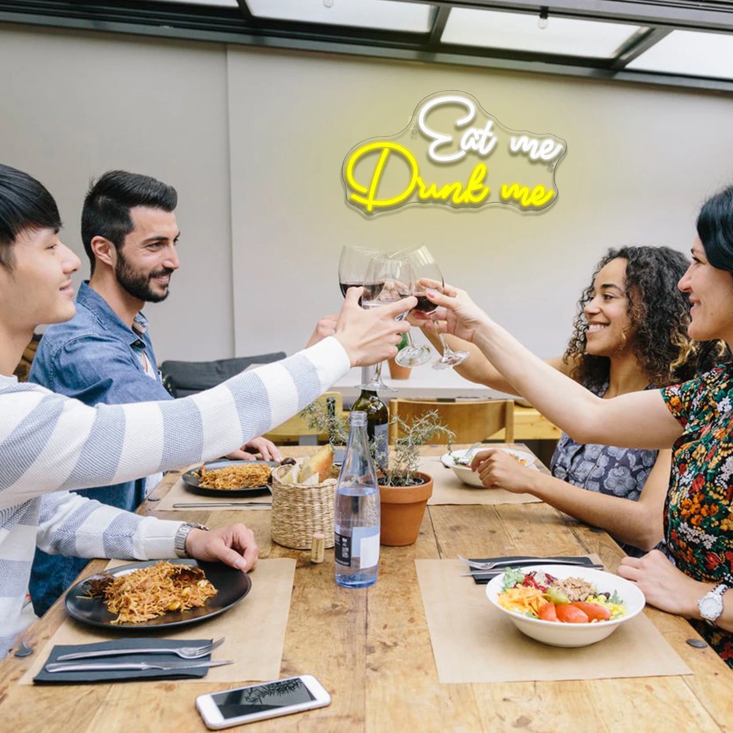 Ät Mig Drick Mig 5V USB LED Ljusskylt - Prisvänlig