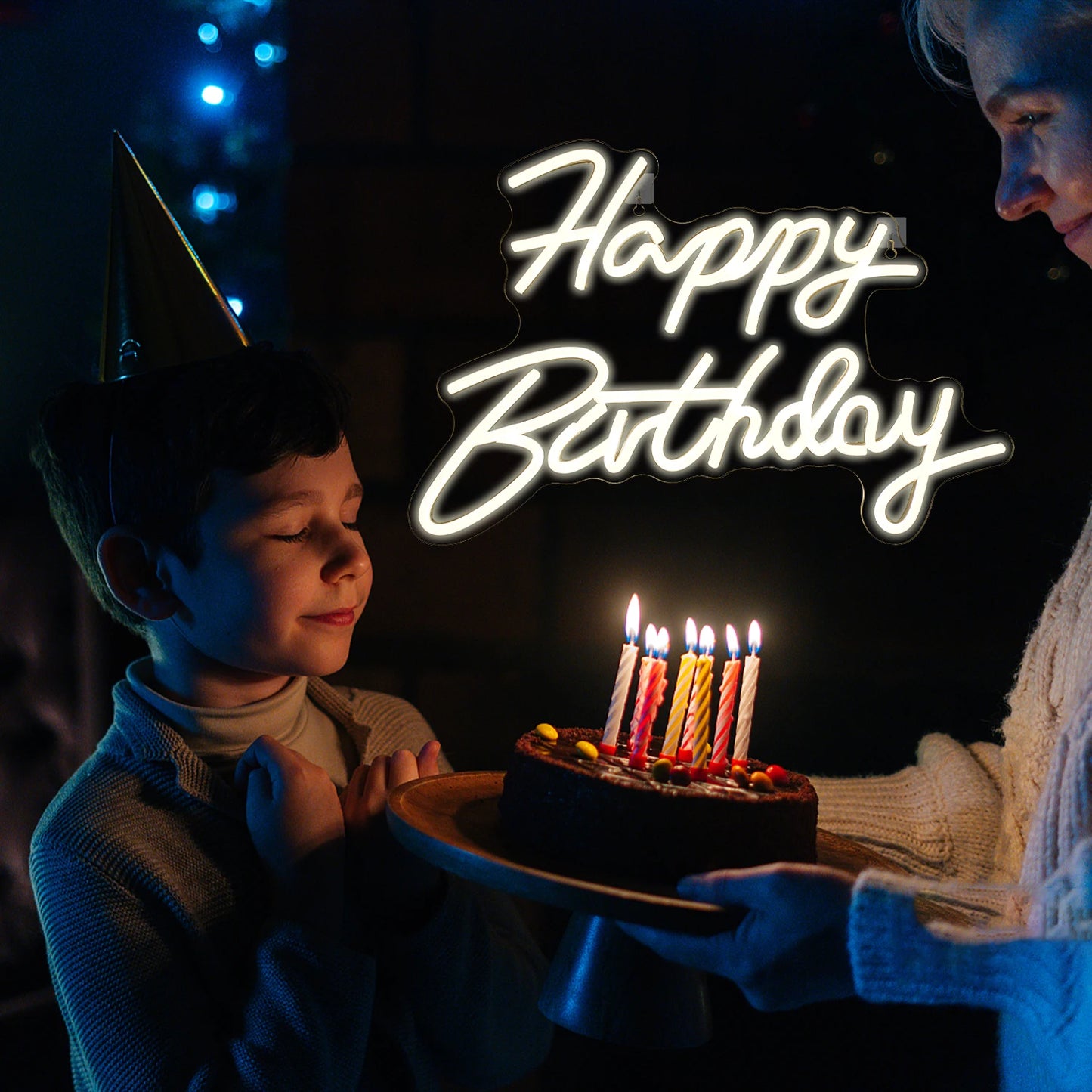 Happy Birthday 5V USB LED Ljusskylt - Prisvänlig