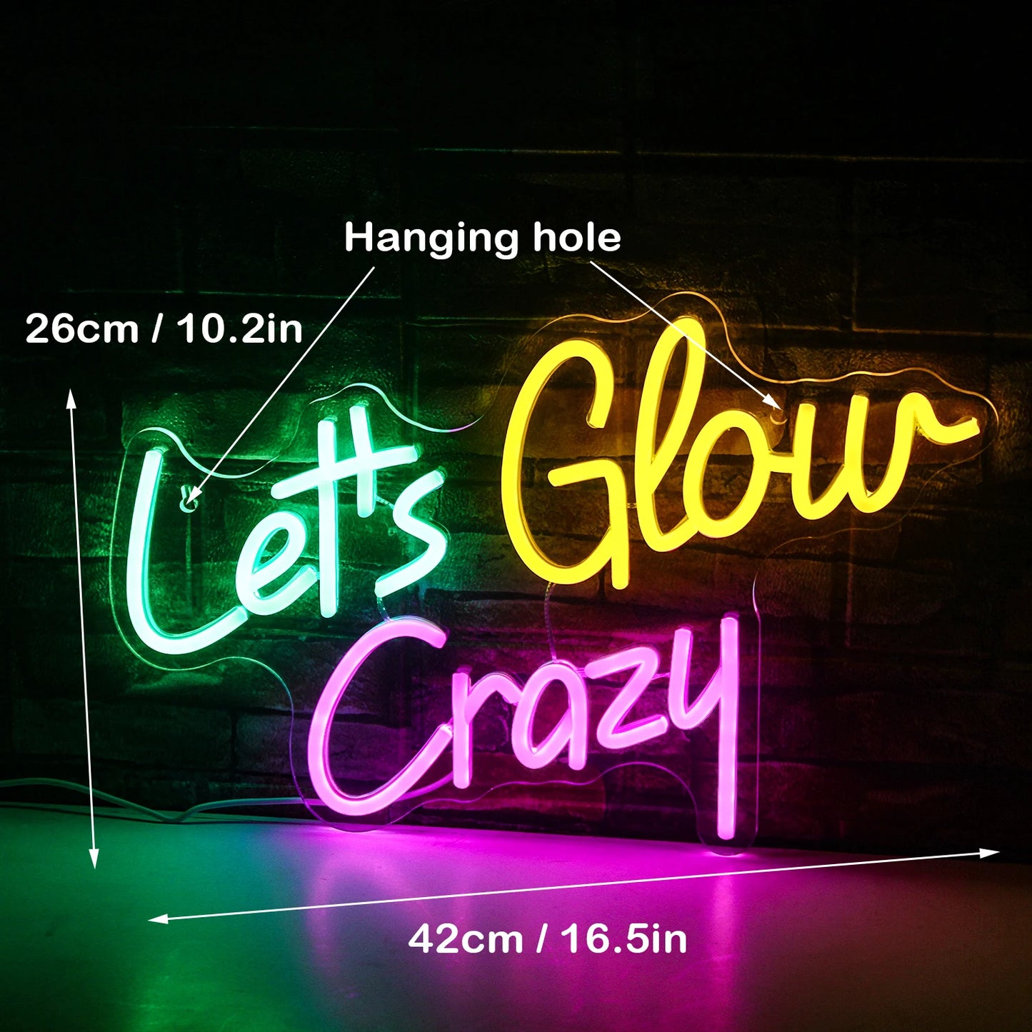 Let's Glow Crazy 5V USB LED Ljusskylt - Prisvärd
