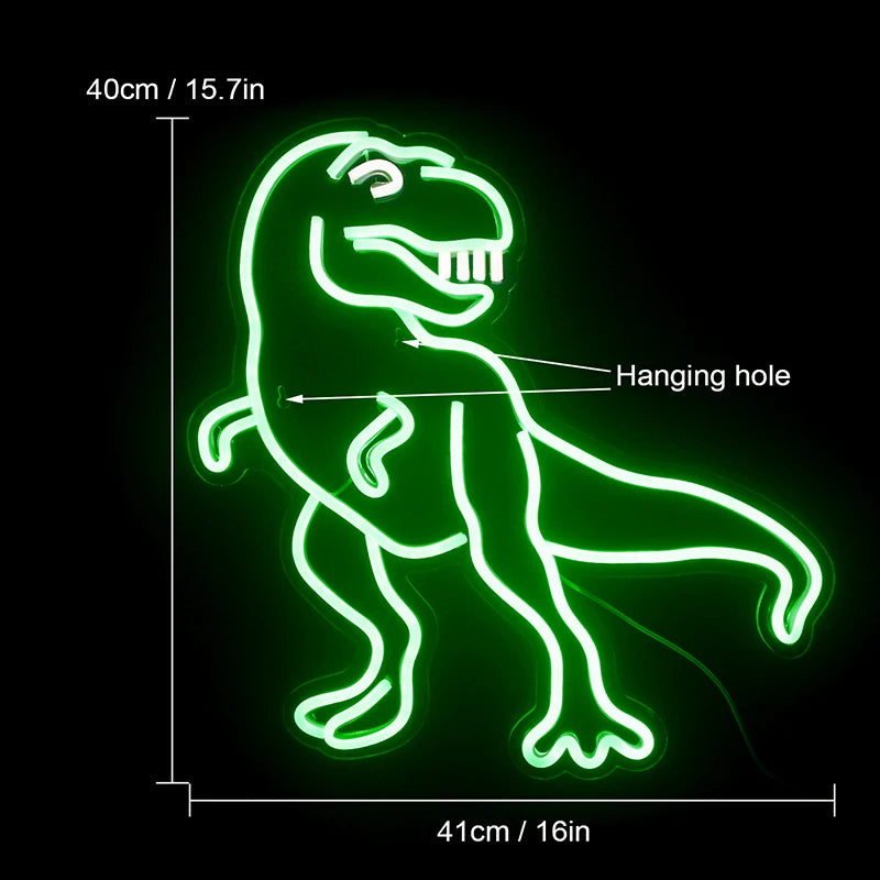 Theartneon Roliga Dinosaurier 5V Mini USB LED Neonskylt - Budgetvänlig