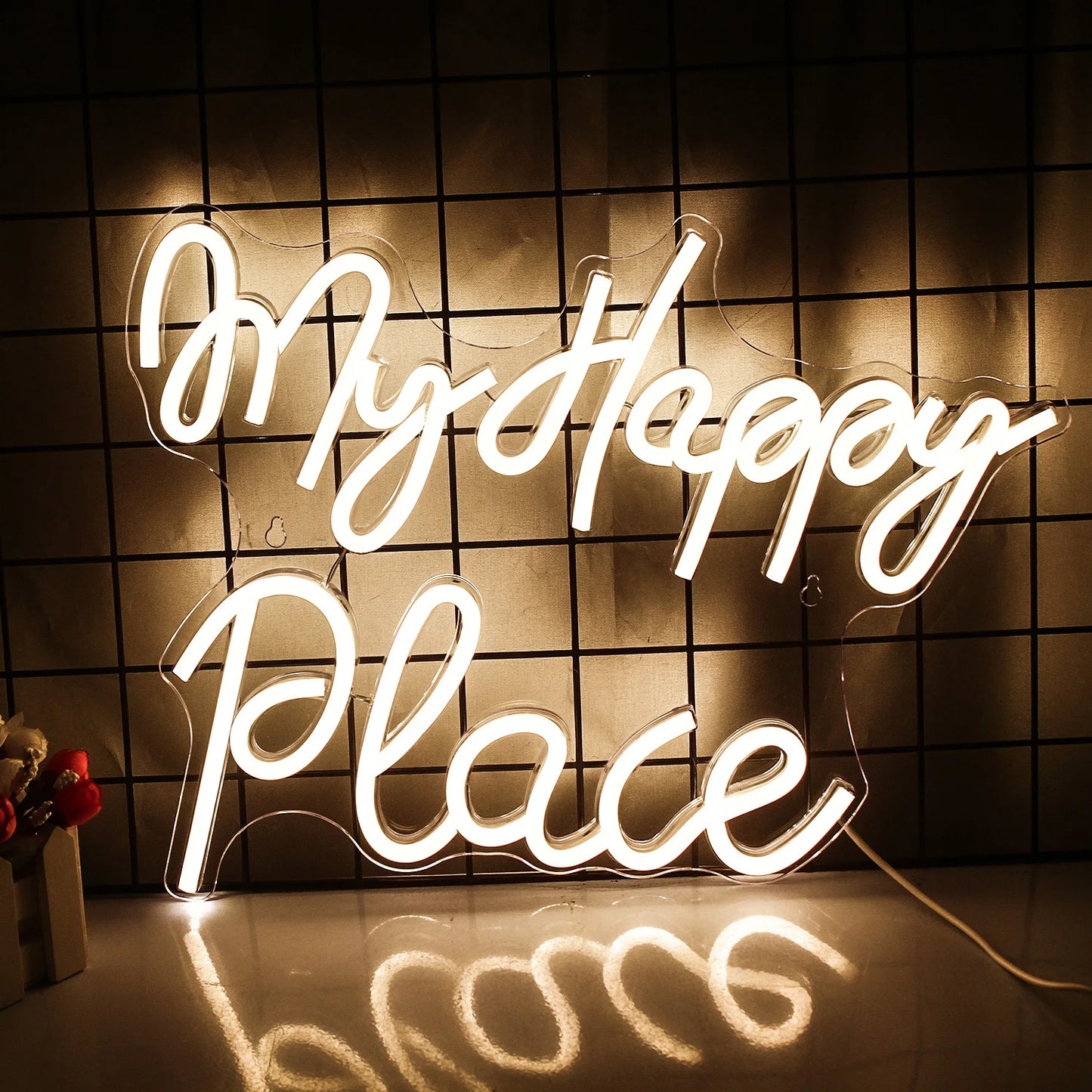 My Happy Place 5V Mini USB LED Neonskylt - Budgetvänlig
