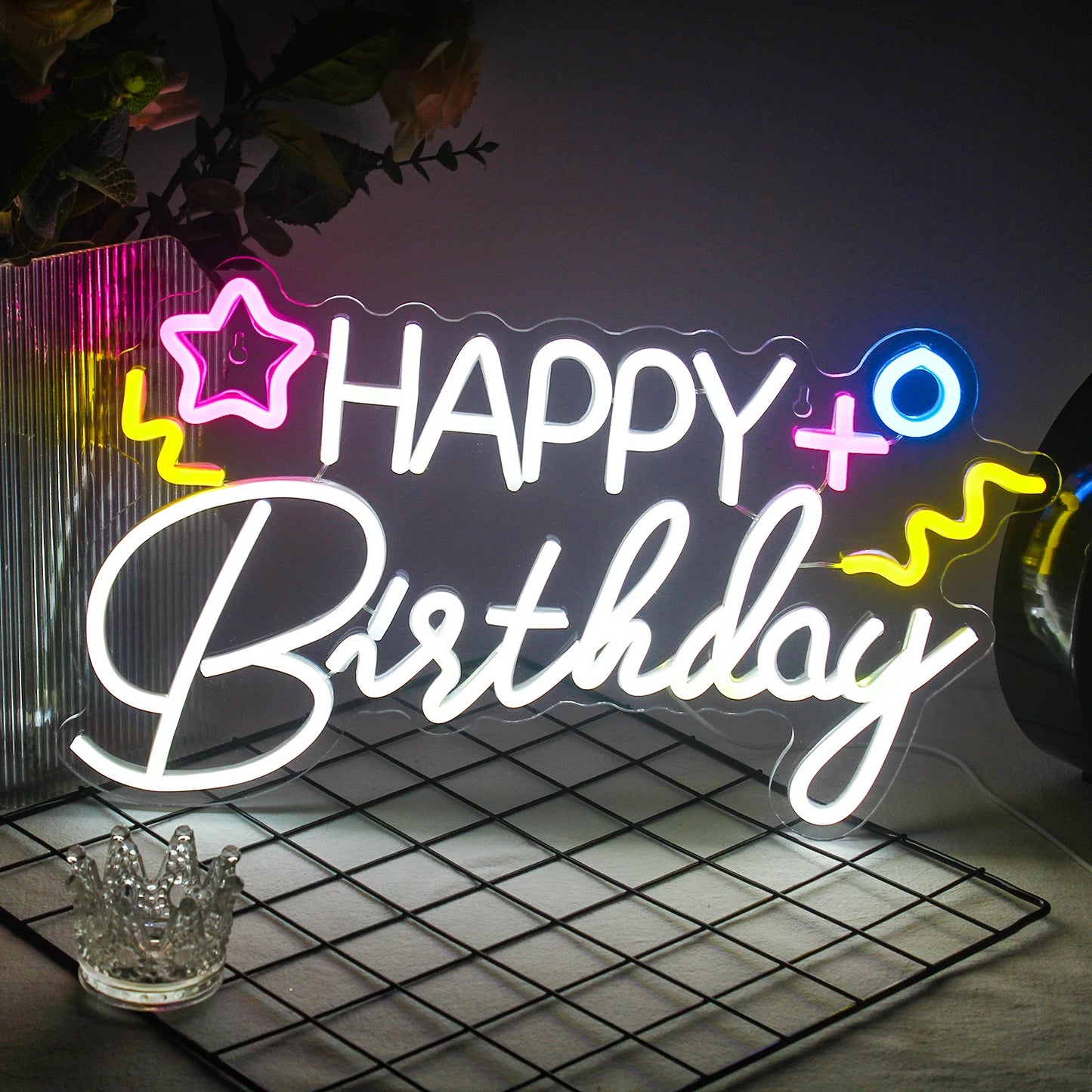 Happy Birthday 5V USB LED Neonskylt - Budgetvänlig
