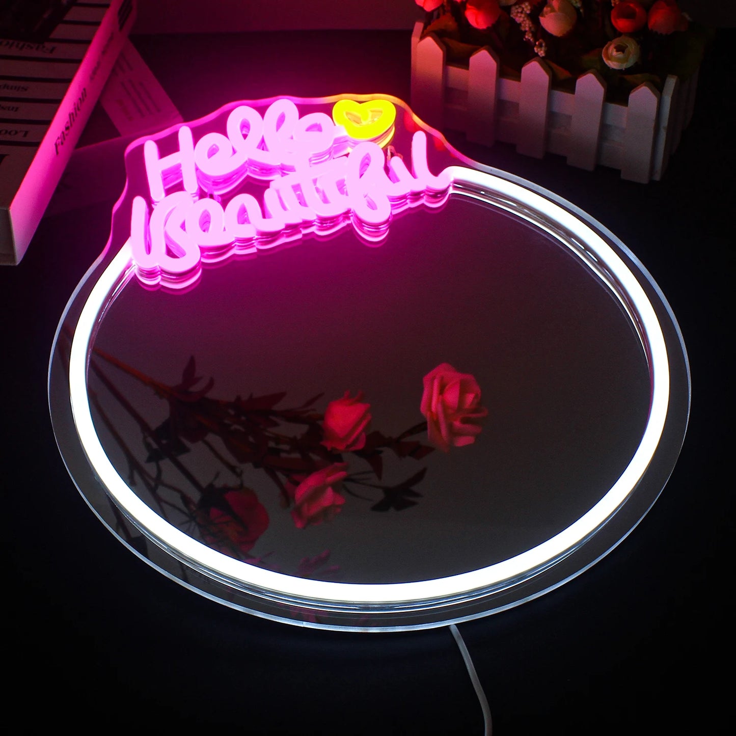 Spegel Hello Beautiful 5V USB LED Ljusskylt - Prisvänlig