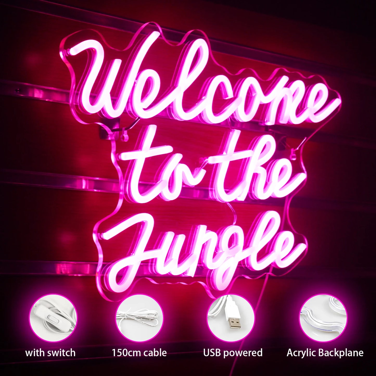 Welcome to the Jungle 5V USB LED Ljusskylt - Prisvänlig