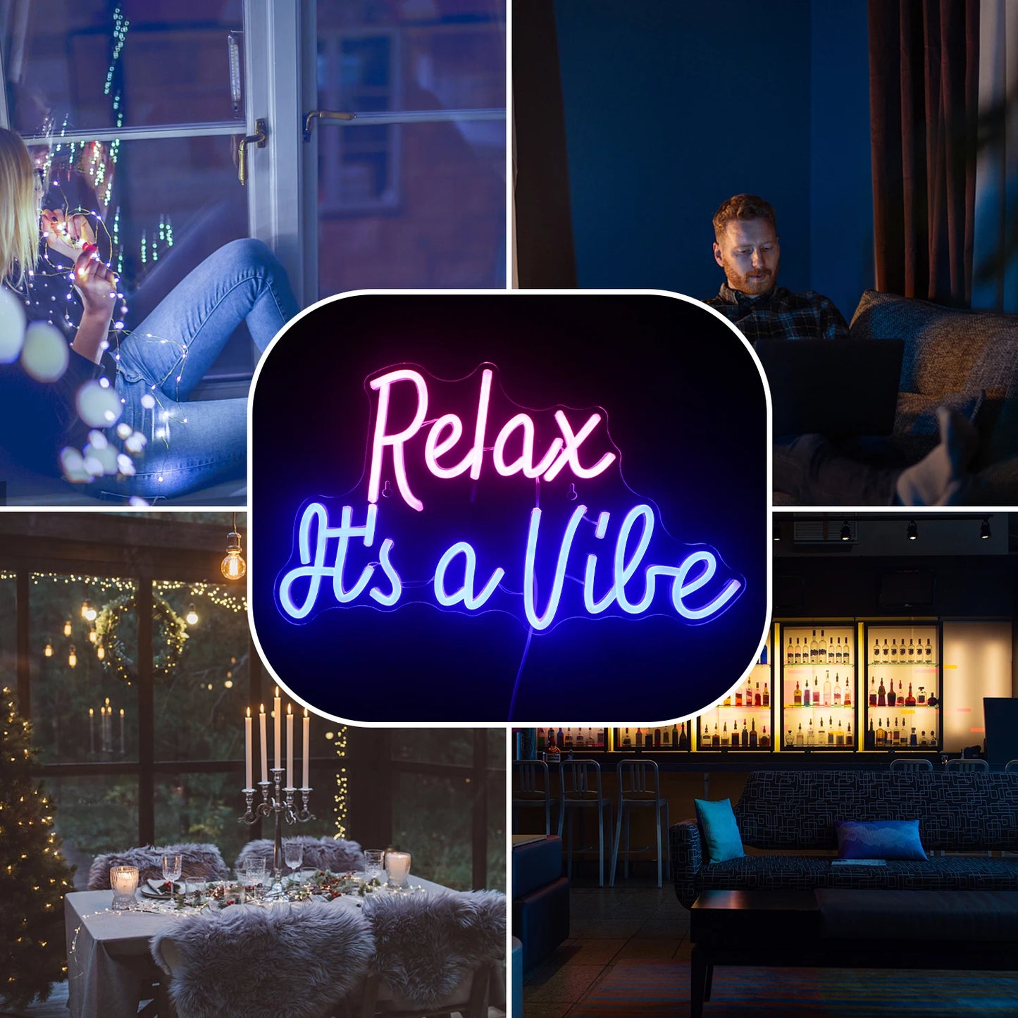 Relax It's a Vibe 5V USB LED Ljusskylt - Prisvänlig