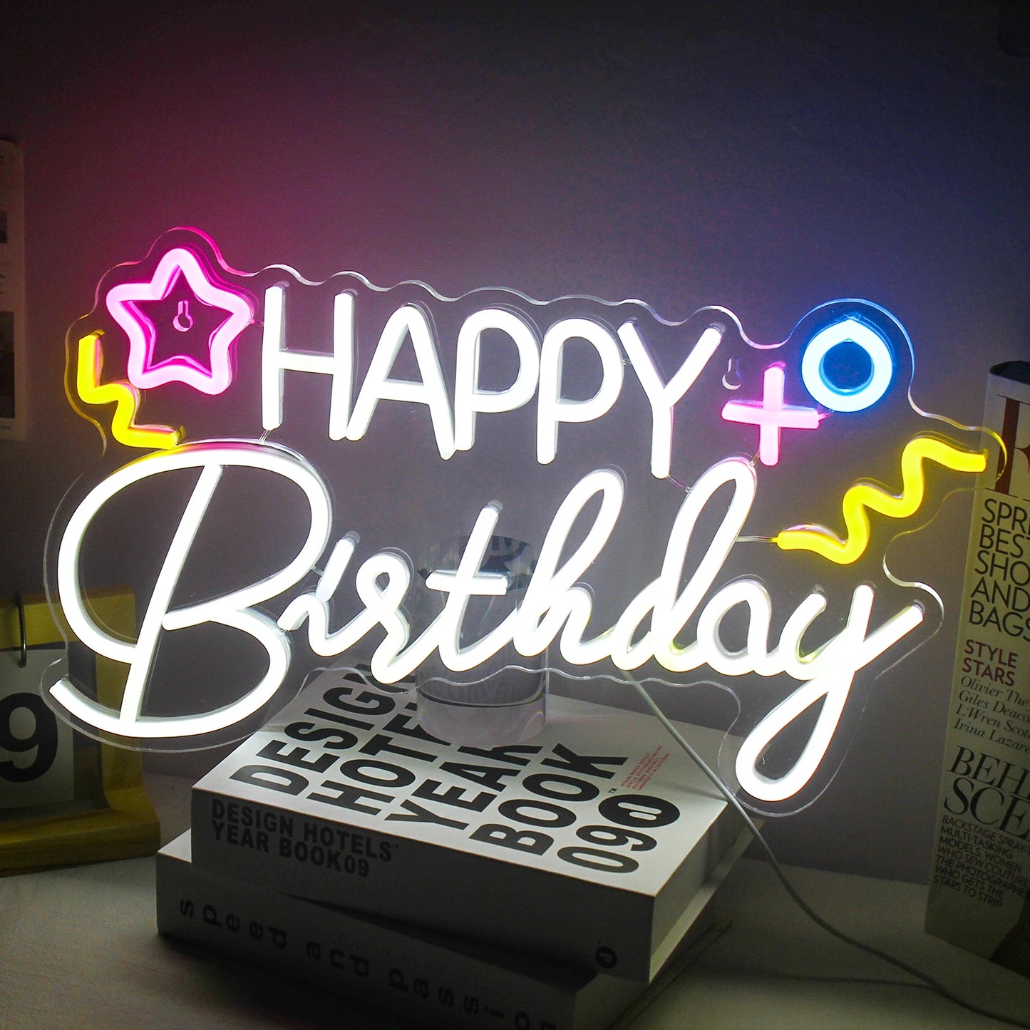 Happy Birthday 5V USB LED Neonskylt - Budgetvänlig