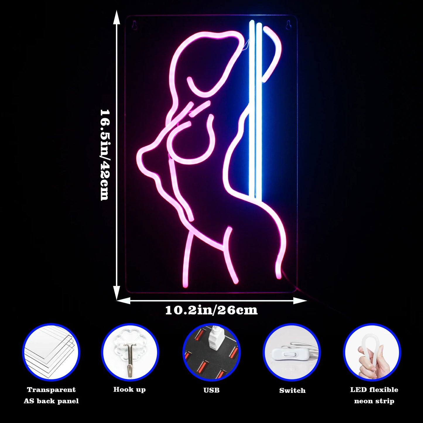 Sexiga Tjejer 5V USB LED Ljusskylt - Plånboksvänlig