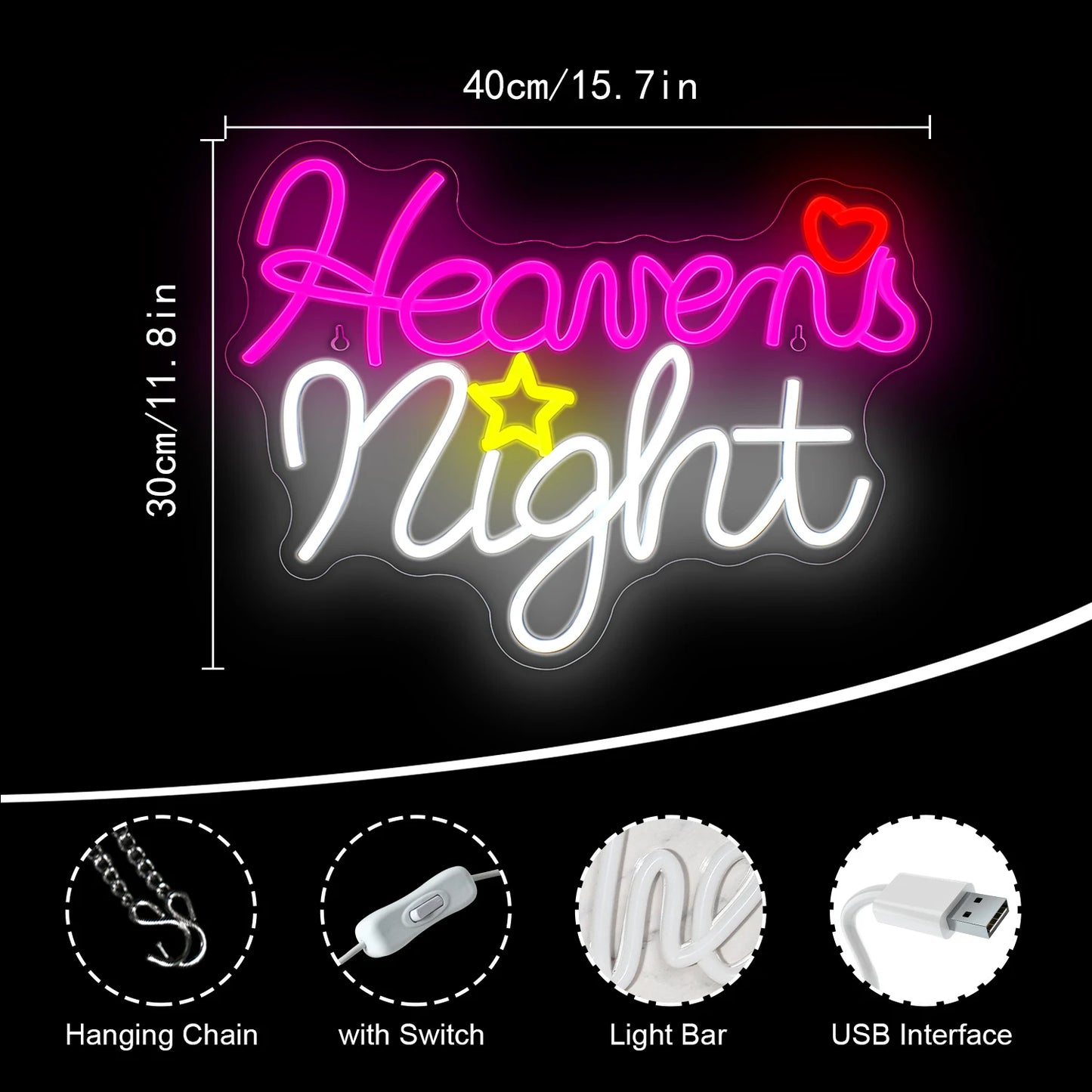 Heavens Night 5V USB LED Ljusskylt - Prisvärd