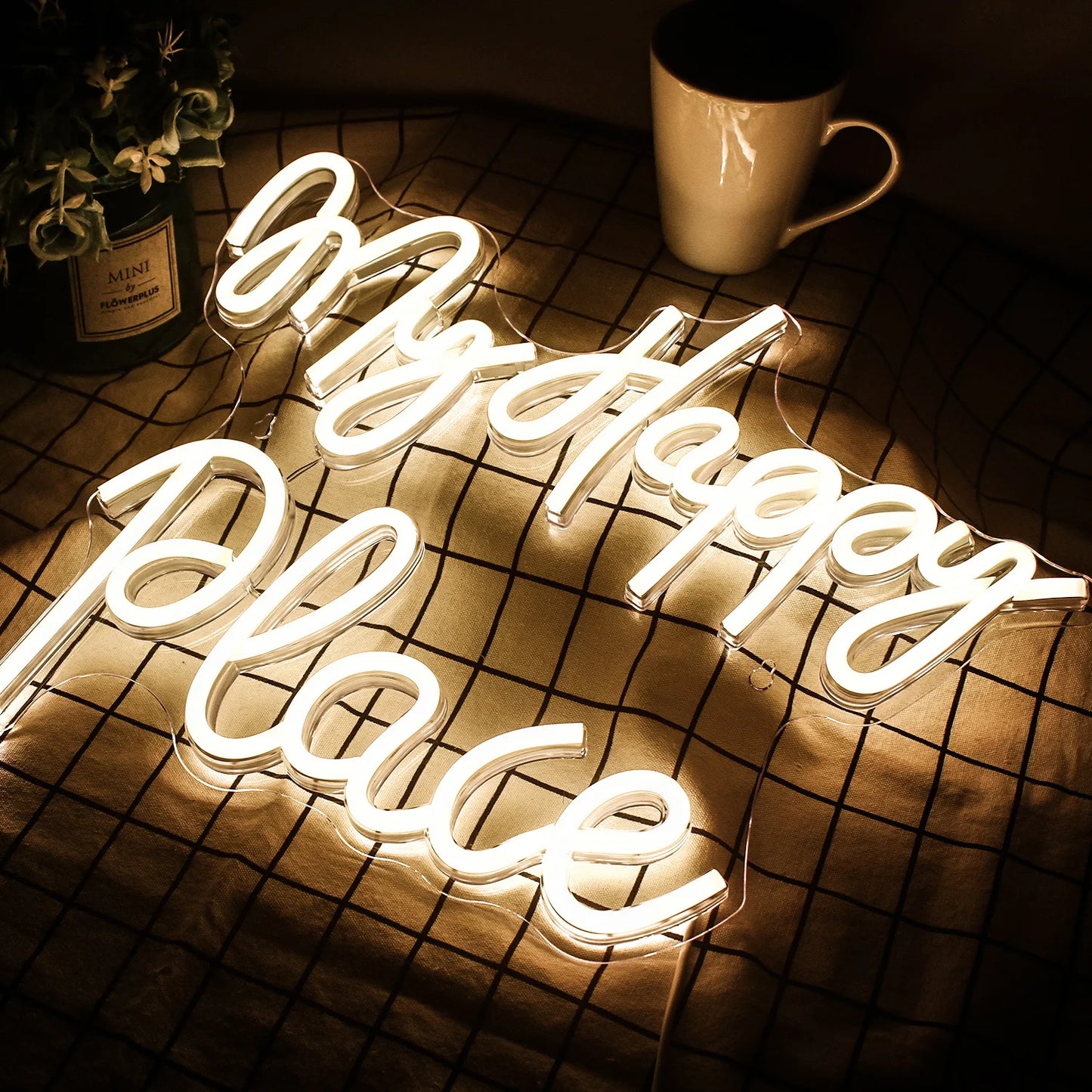 My Happy Place 5V Mini USB LED Neonskylt - Budgetvänlig