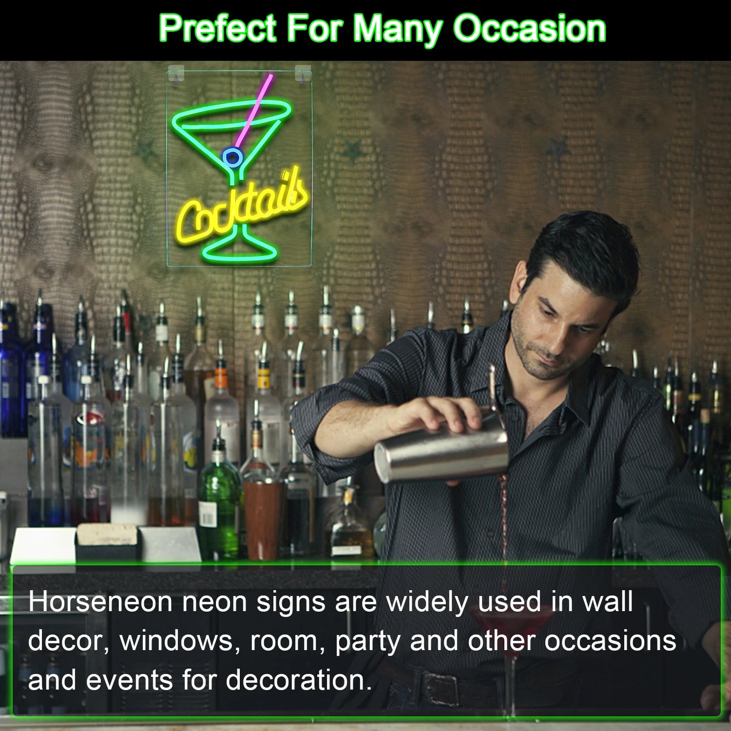 Gröna Cocktails 5V USB LED Ljusskylt - Prisvärd