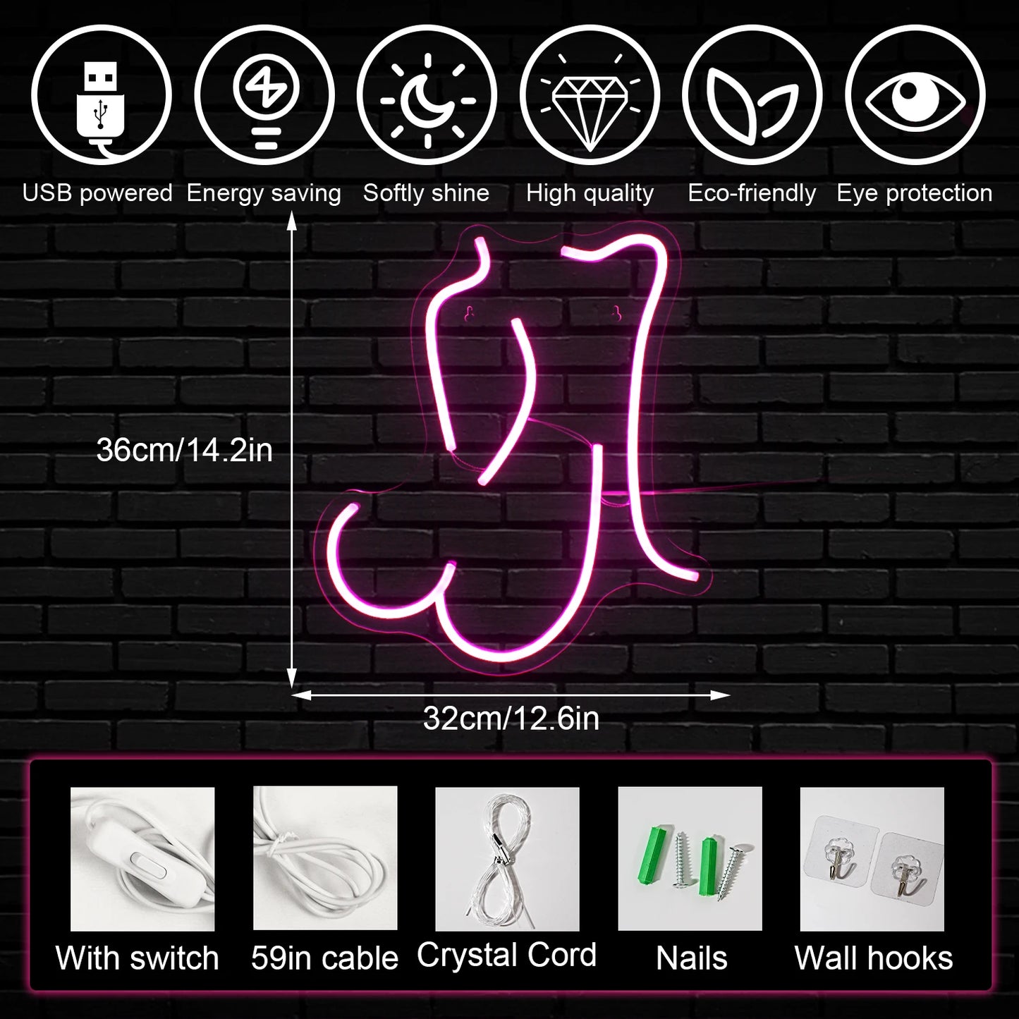 Sexy Lady 5V USB LED Ljusskylt - Prisvänlig