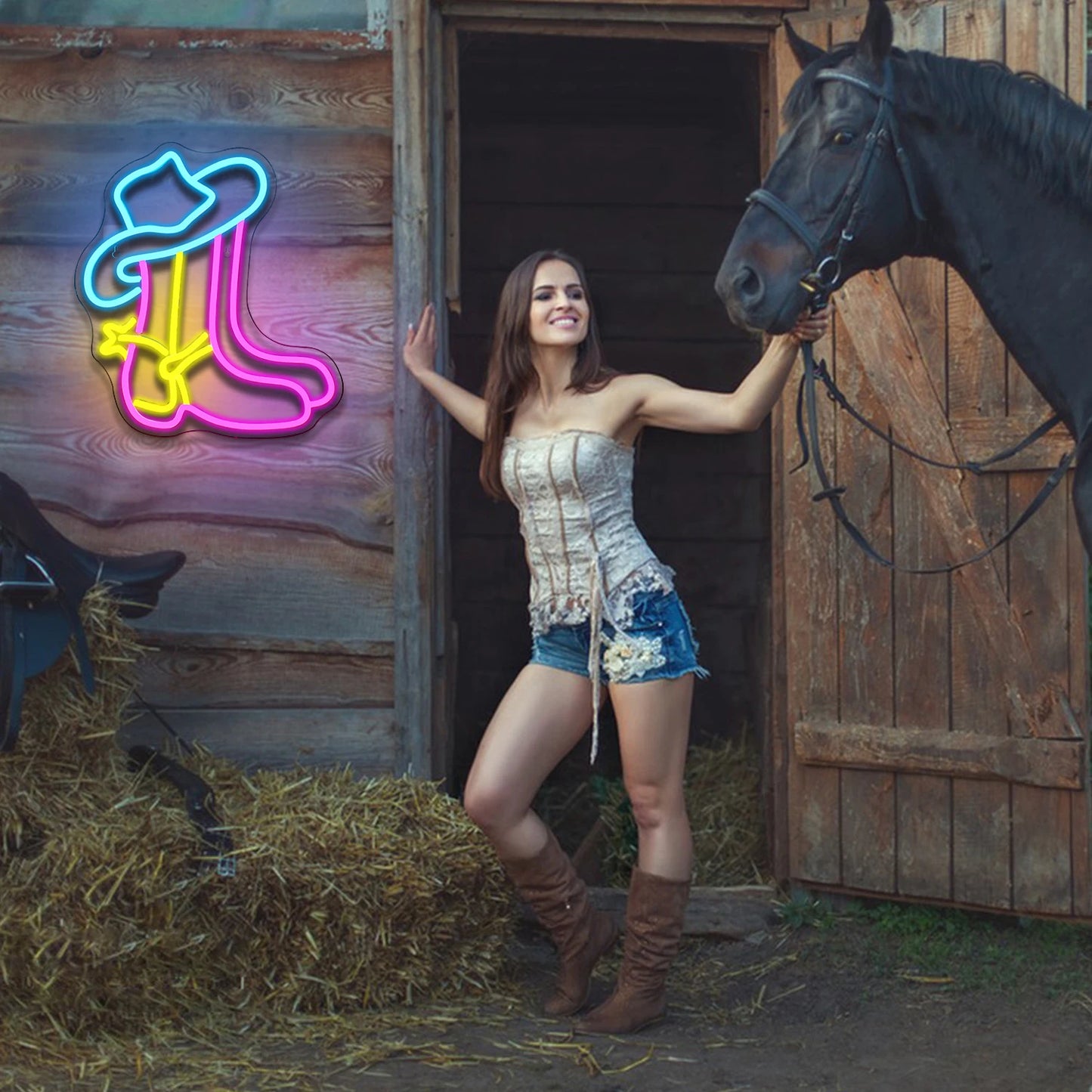 Cowboystövel 5V USB LED Ljusskylt - Budgetvänlig