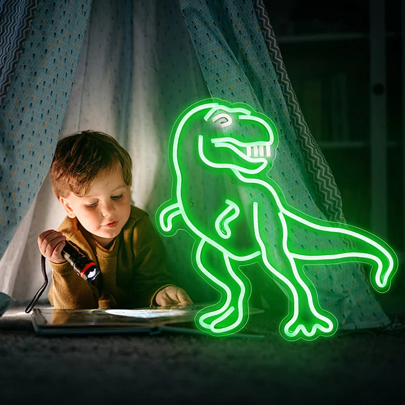Theartneon Roliga Dinosaurier 5V Mini USB LED Neonskylt - Budgetvänlig