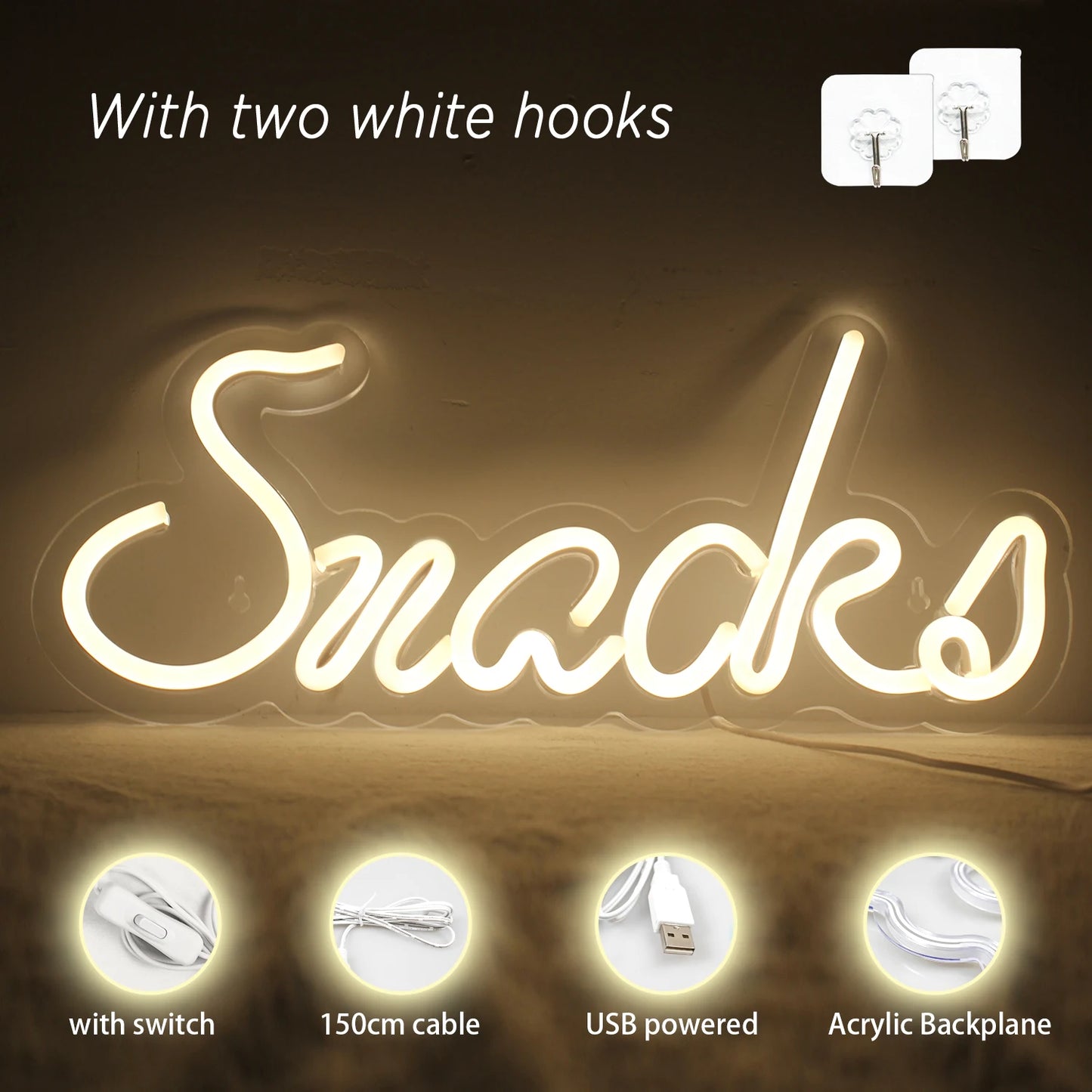 Snacks 5V USB LED Ljusskylt - Budgetvänlig