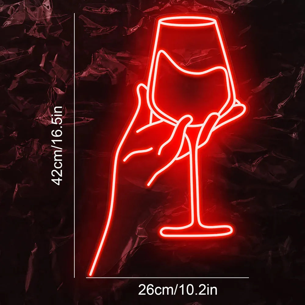 Rödvinsglas 5V USB LED Neonskylt - Plånboksvänlig