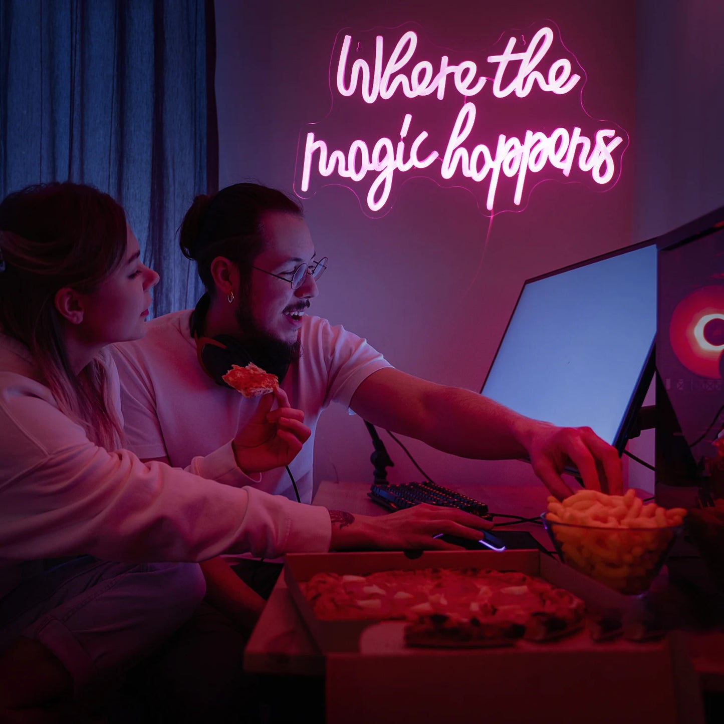 Where The Magic Happens 5V USB LED Ljusskylt - Budgetvänlig