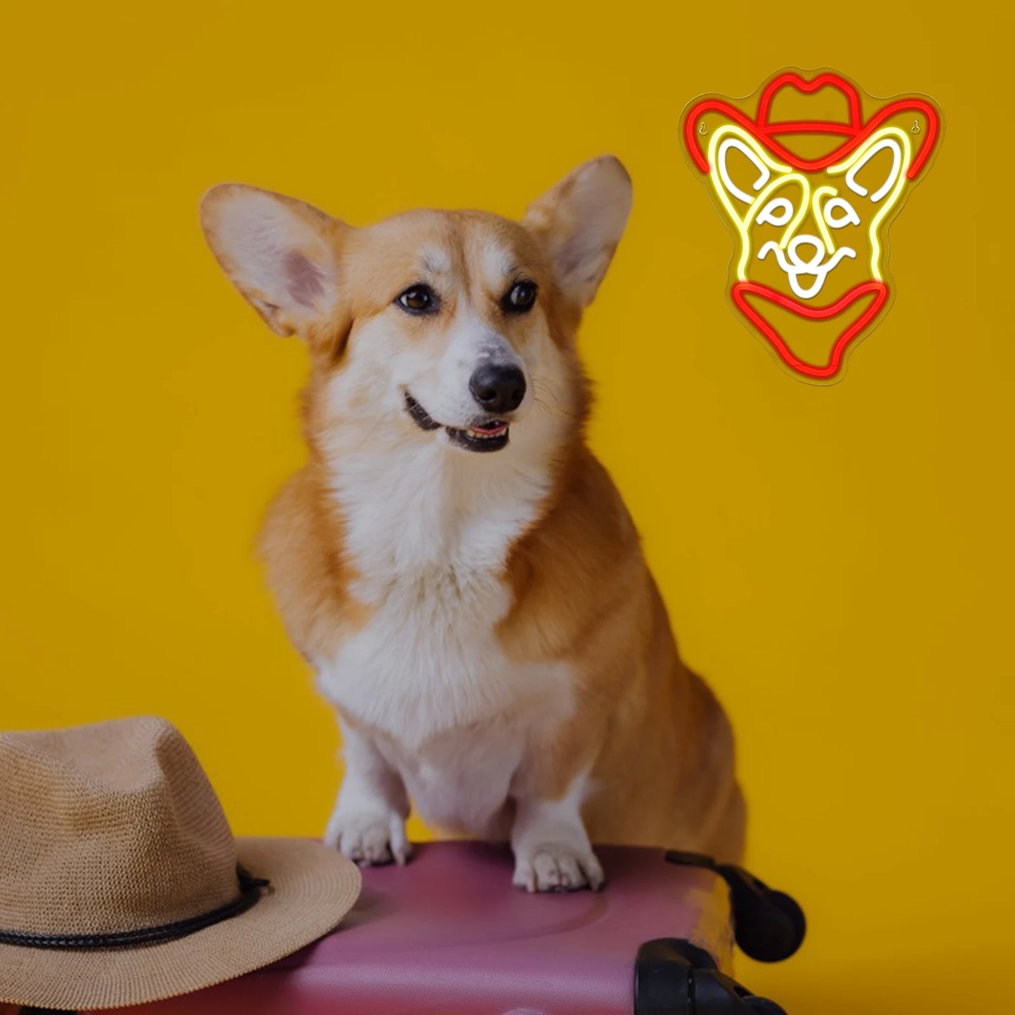 Corgi Cowboy 5V USB LED Ljusskylt - Budgetvänlig