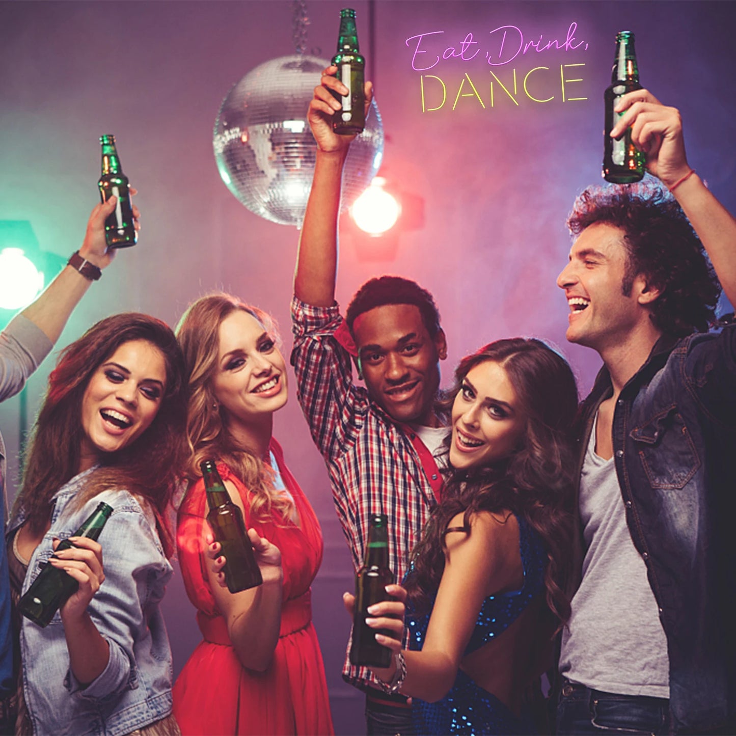 Ät Drick Dansa 5V USB LED Ljusskylt - Budgetvänlig