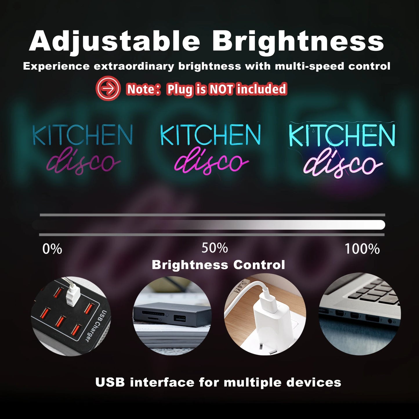 Kitchen Disco 5V Mini USB LED Neonskylt - Budgetvänlig