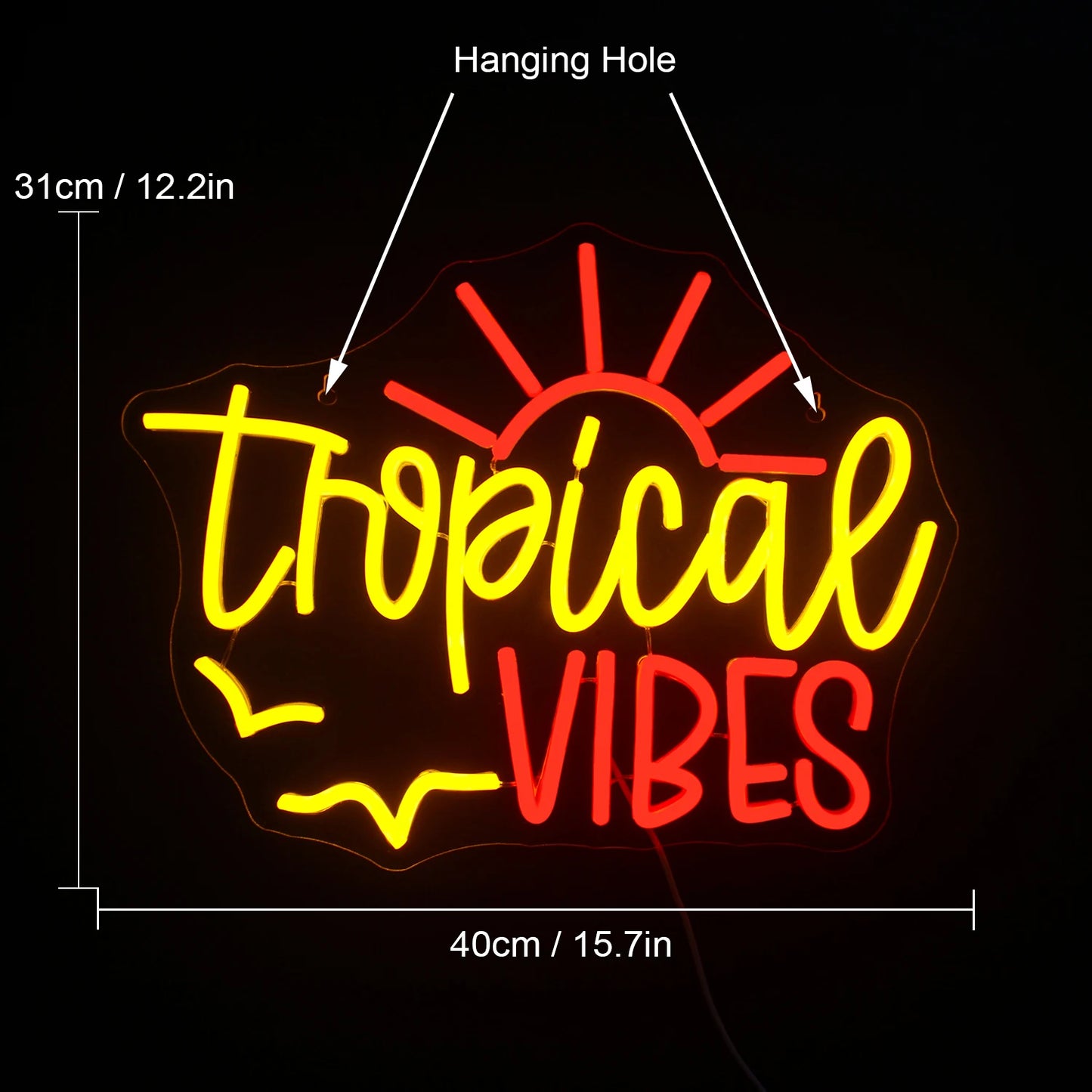 Tropical Vibes 5V USB LED Ljusskylt - Prisvänlig