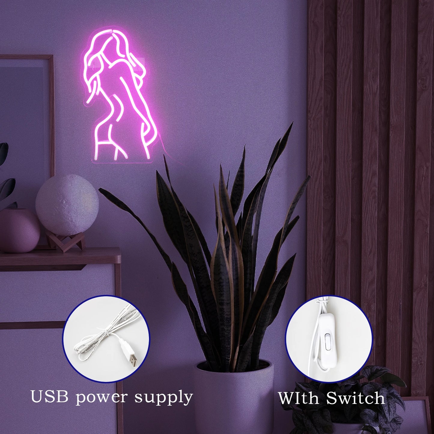 Sexy Lady Kropp 5V USB LED Ljusskylt - Prisvärd
