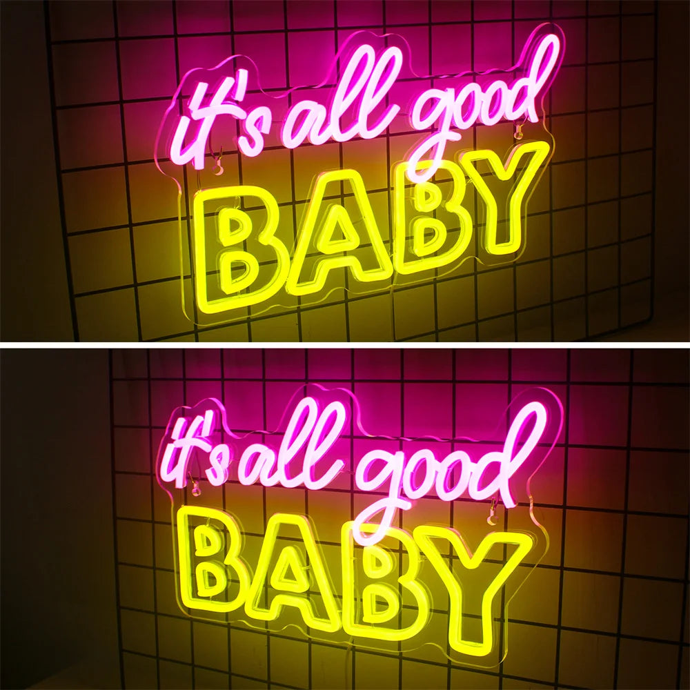 It's All Good Baby 5V USB LED Ljusskylt - Plånboksvänlig