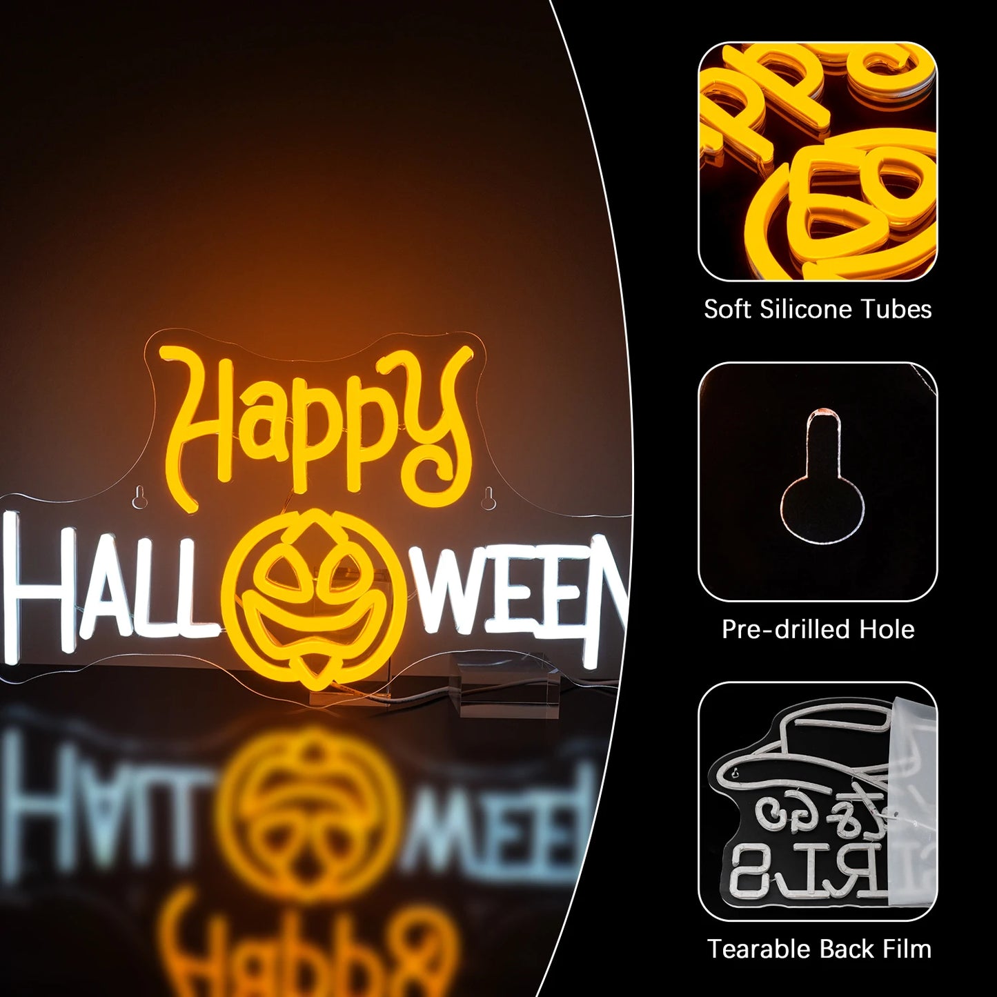 Glad Halloween 5V USB LED Ljusskylt - Budgetvänlig