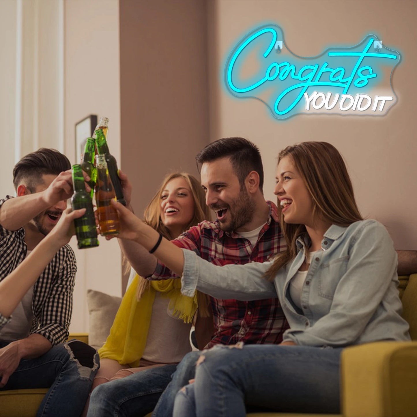 Grattis Du Klarade Det 5V USB LED Ljusskylt - Budgetvänlig