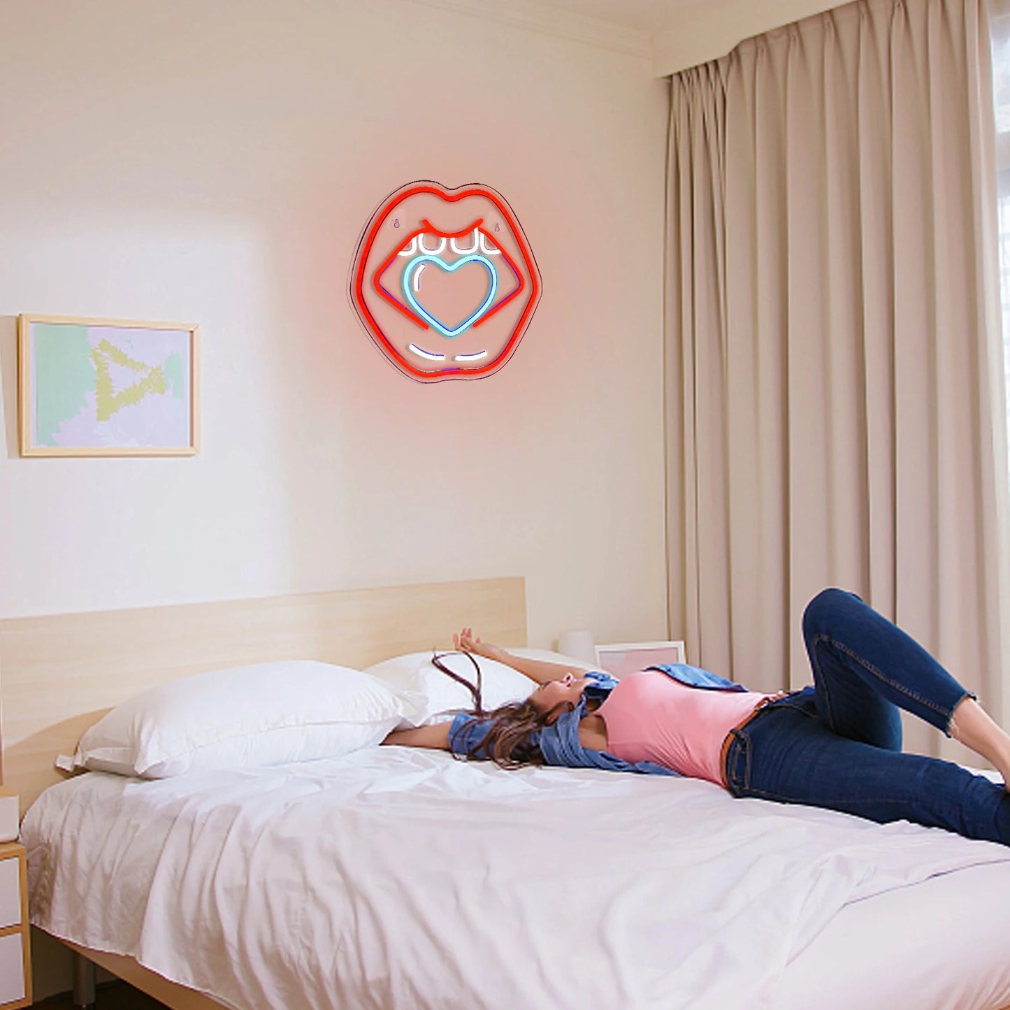 Caring Lips 5V USB LED Ljusskylt - Prisvärd