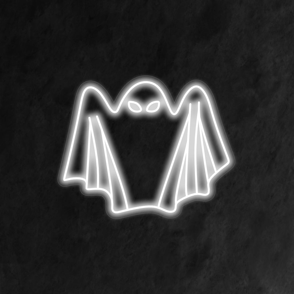 "Sheet Ghost Neon Sign" ger en lekfull och kuslig atmosfär med sin klassiska spöksiluett, som lyser upp ditt utrymme med en festlig och kuslig glöd.