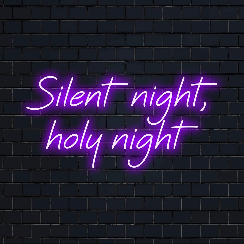 Anpassad LED neonskylt med Silent Night, Holy Night, perfekt för festlig neoncitatkonst och personlig inredning.