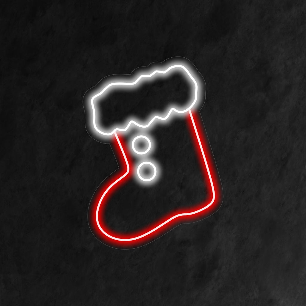"Simple Christmas Boot Neon Sign" ger en festlig touch med sin minimalistiska design, som ger en varm och inbjudande glöd för en enkel men charmig julstämning.