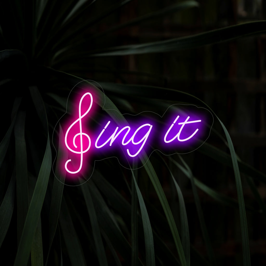 "Sing It Neon Sign" lyser upp ditt utrymme med en musikalisk atmosfär och ger en energisk glöd för en livlig och dynamisk atmosfär i din inredning.